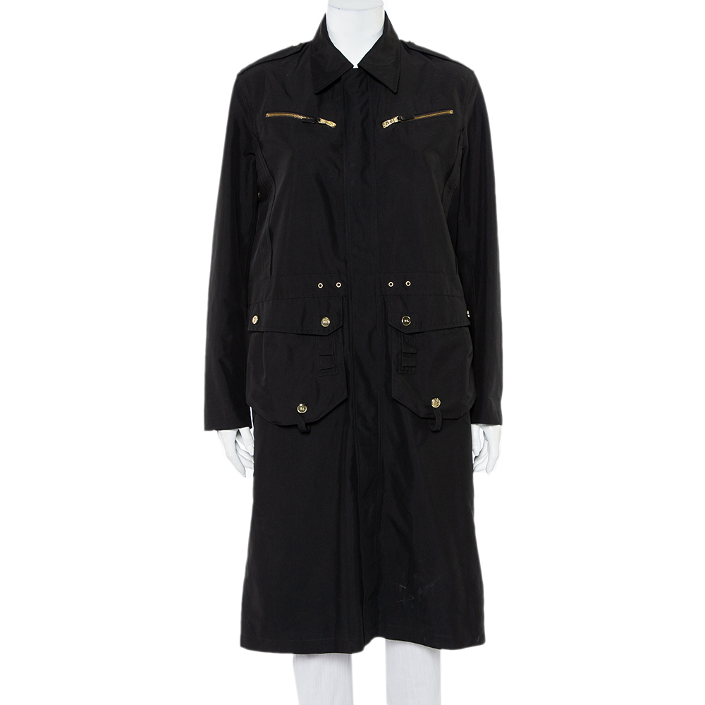 Ralph Lauren Collection Black Synthetic Zip Front Utility Coat M