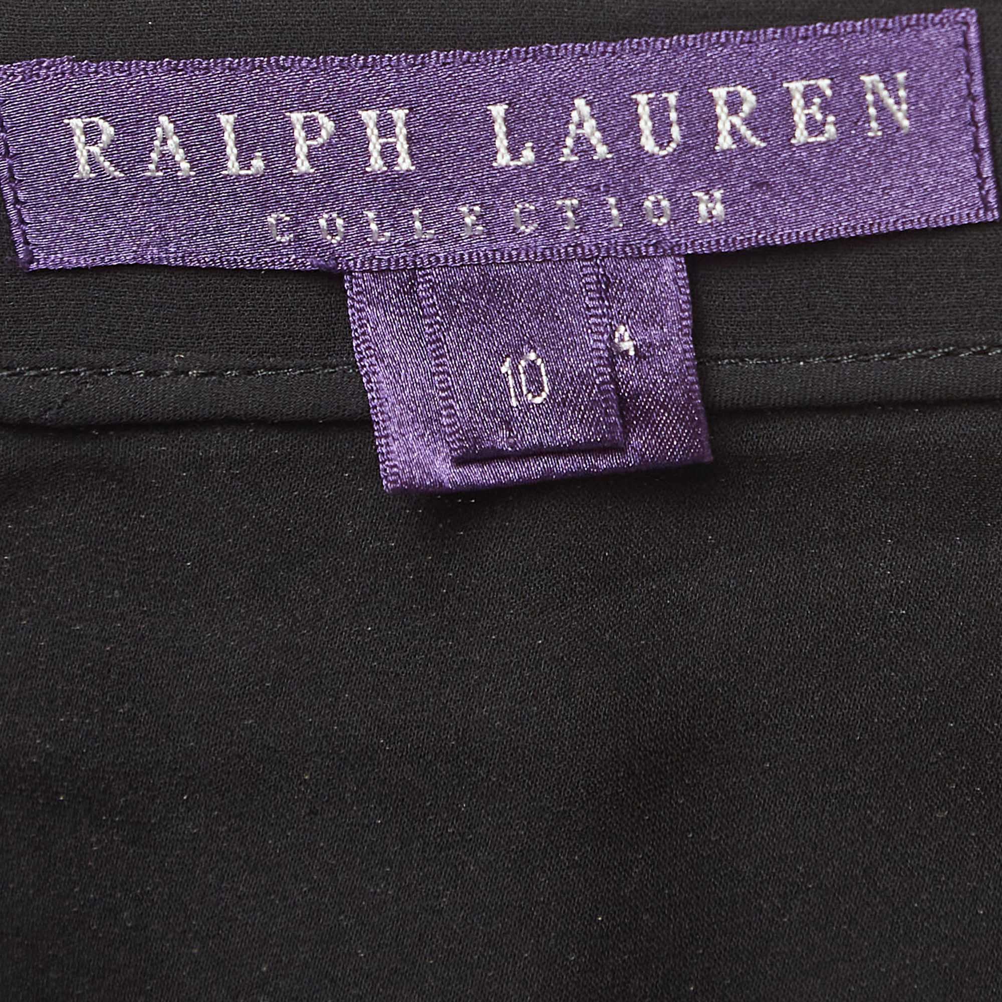 Ralph Lauren Collection Black Silk Bow Detail Ruffled Short Skirt L