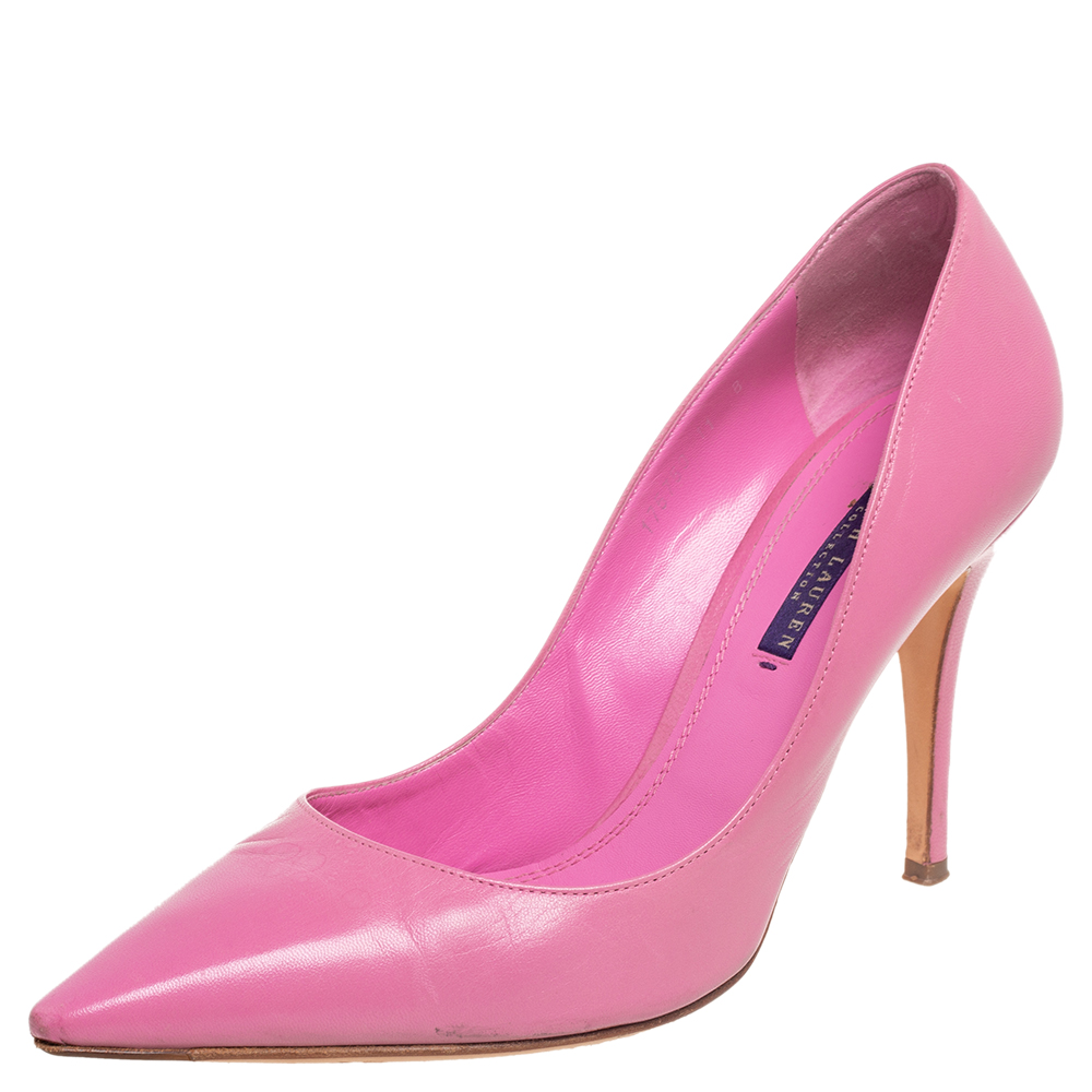Ralph Lauren Collection Pink Leather Armissa Pointed Toe Pumps Size 41