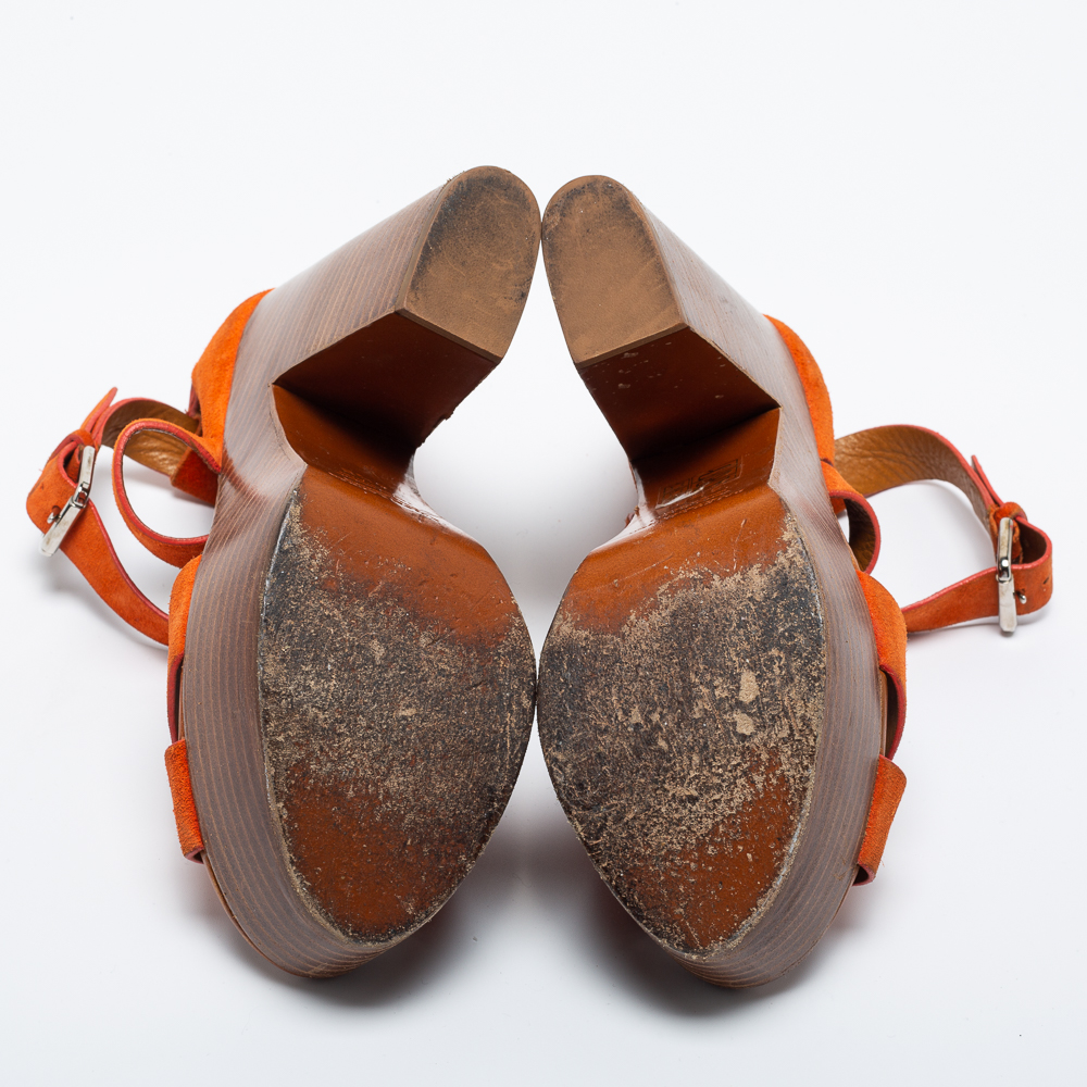 Ralph Lauren Collection Orange Suede Alannah Sandals Size 37
