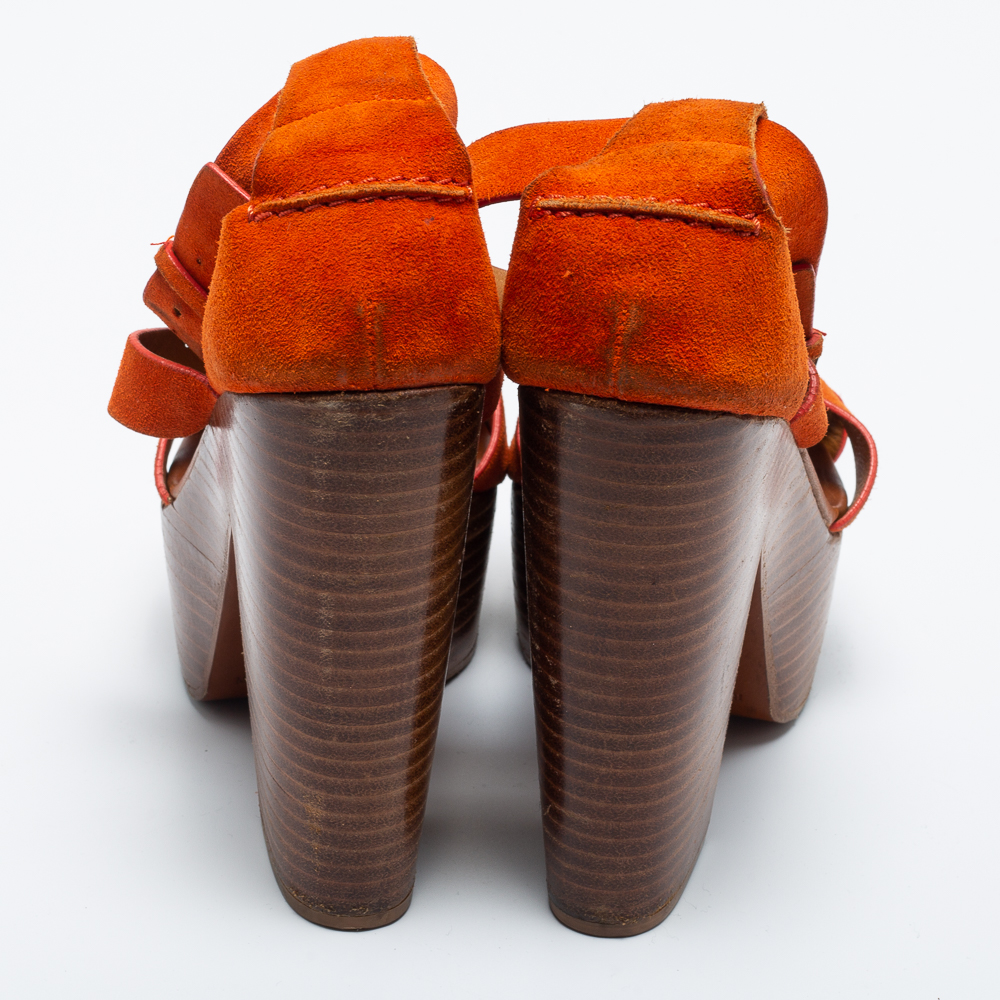Ralph Lauren Collection Orange Suede Alannah Sandals Size 37