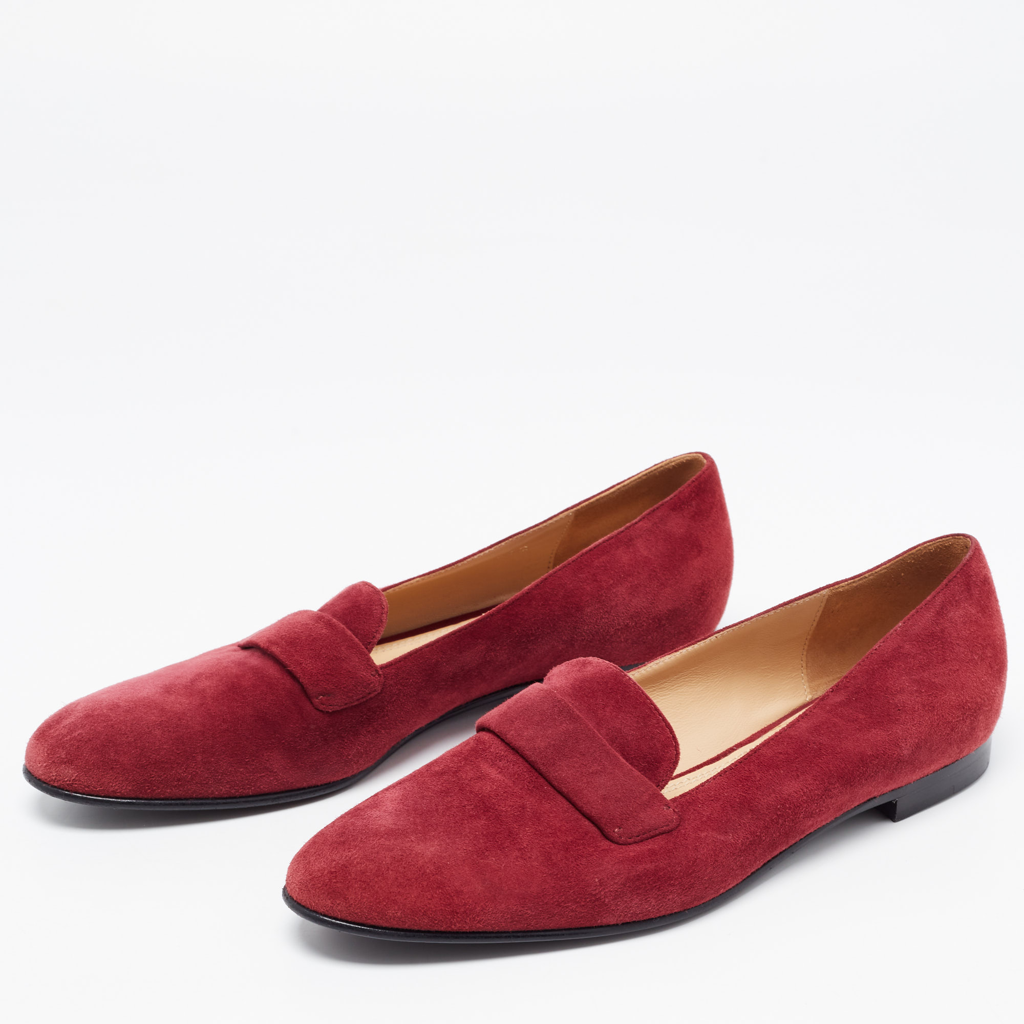 Ralph Lauren Collection Burgundy Suede Smoking Slippers Size 36