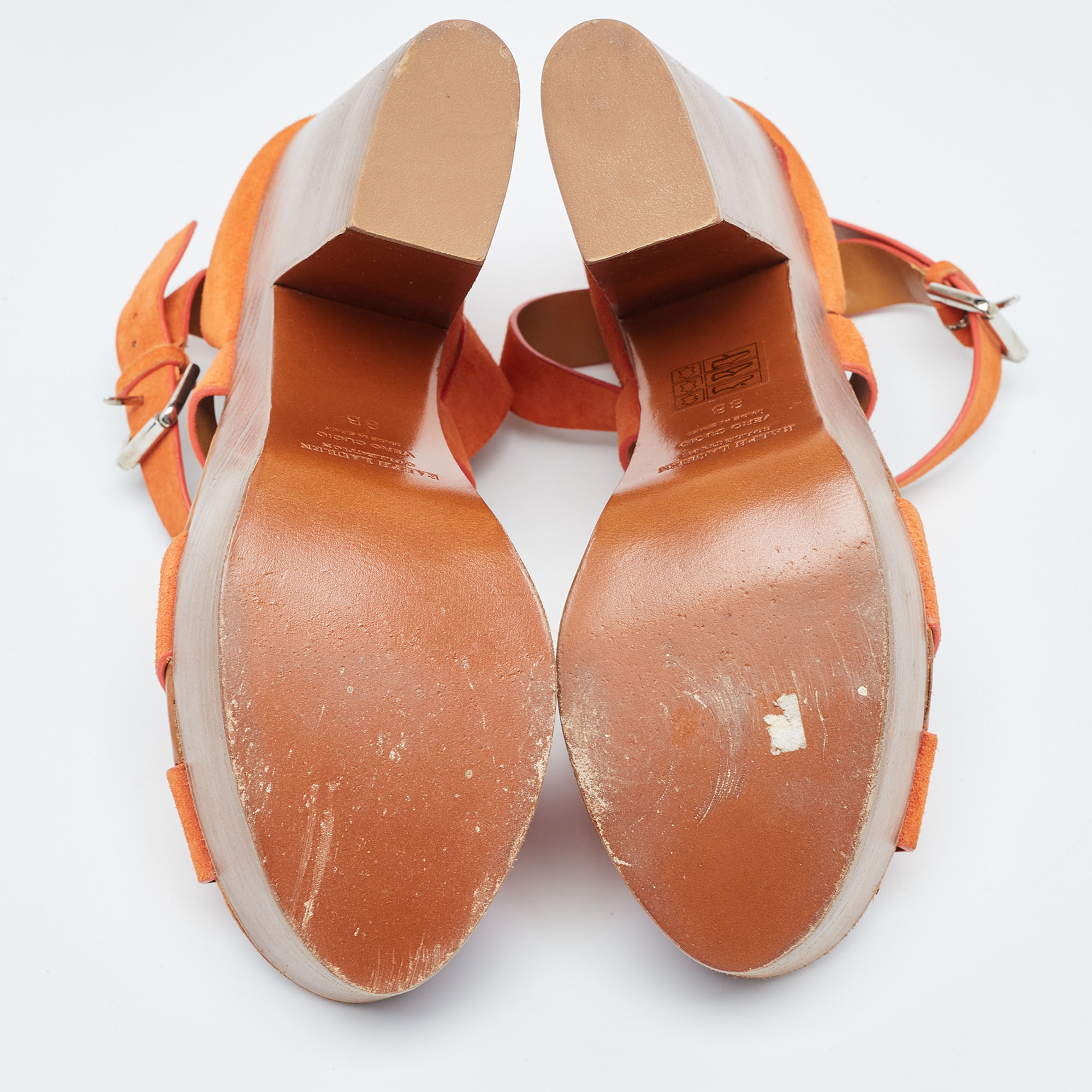 Ralph Lauren Collection Orange Suede Alannah Sandals Size 38