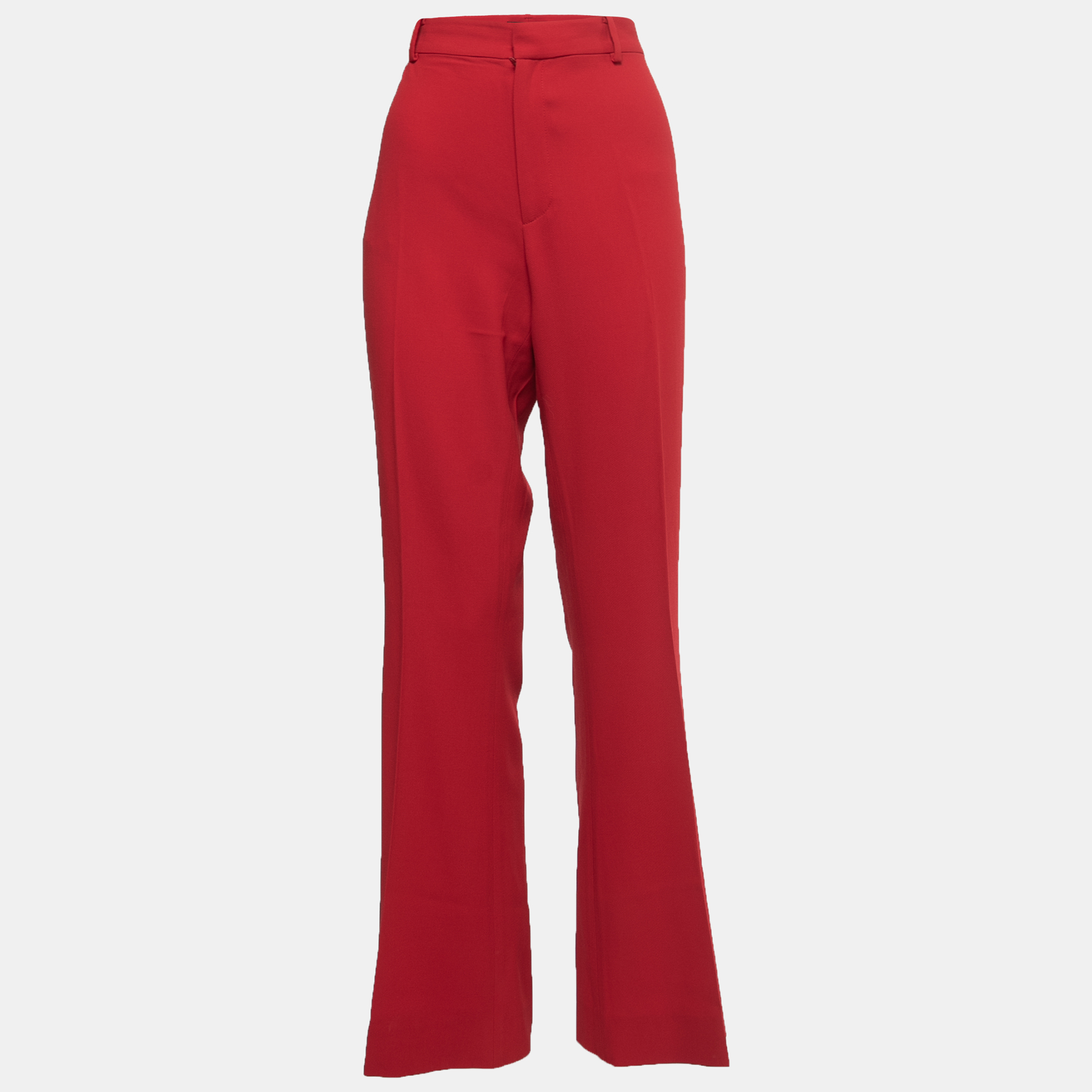 Ralph Lauren Red Wool Straight Leg Trousers L