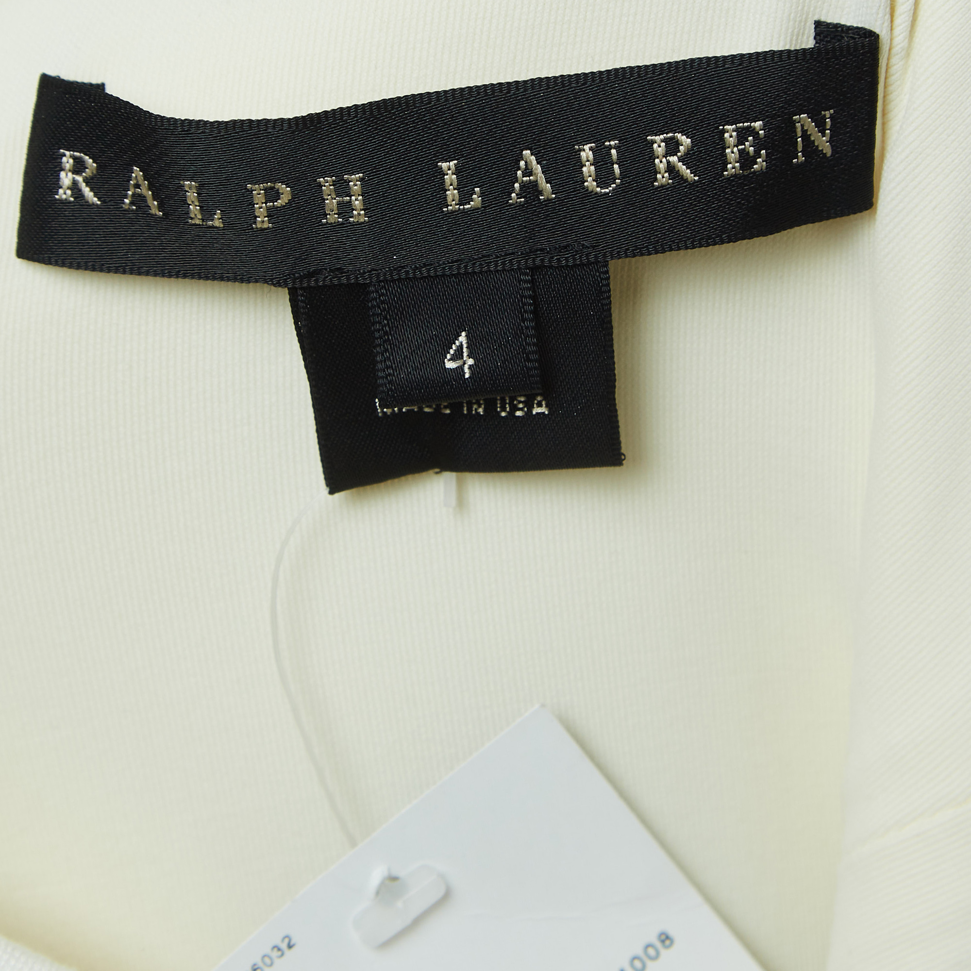 Ralph Lauren Cream Double Knit Leather T-Back Davyn Midi Dress S
