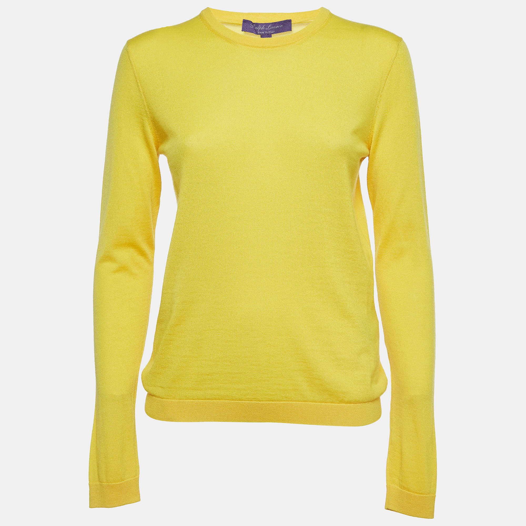 Ralph Lauren Yellow Cashmere Round Neck Sweater S