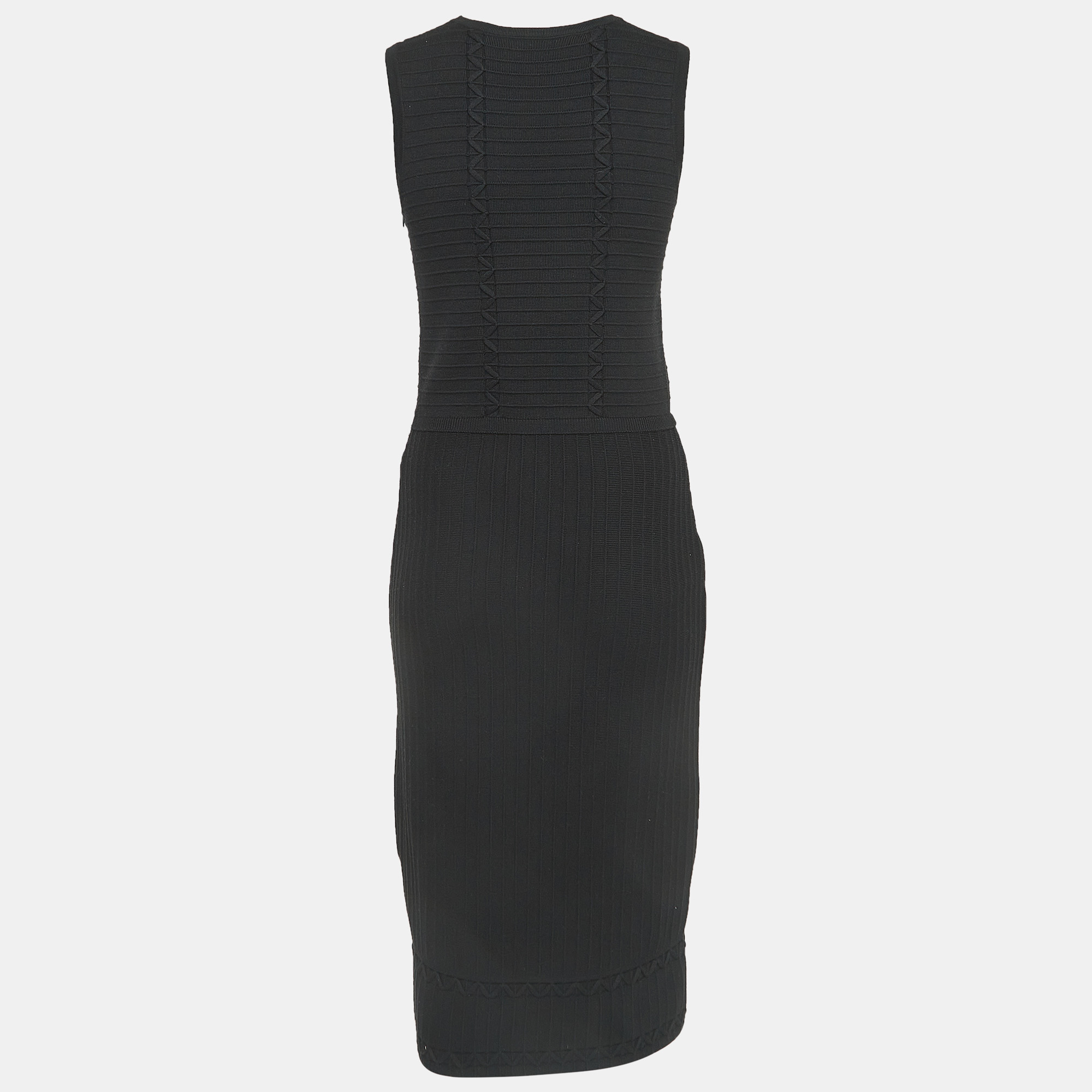 Ralph Lauren Purple Label Black Stipe Knit Sleeveless Midi Dress XS