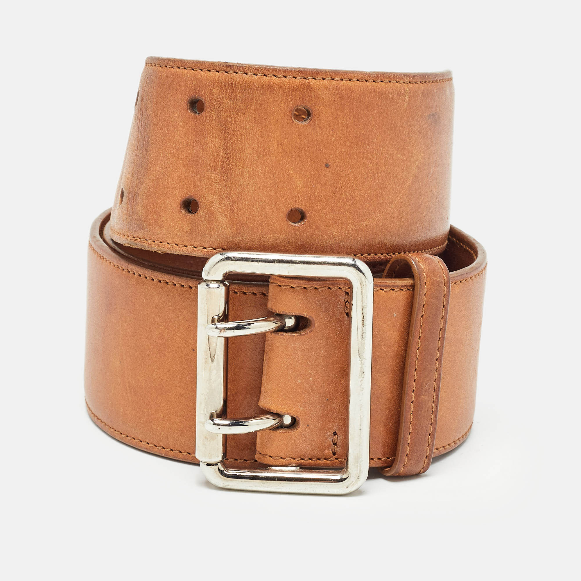 Ralph lauren brown leather buckle belt m
