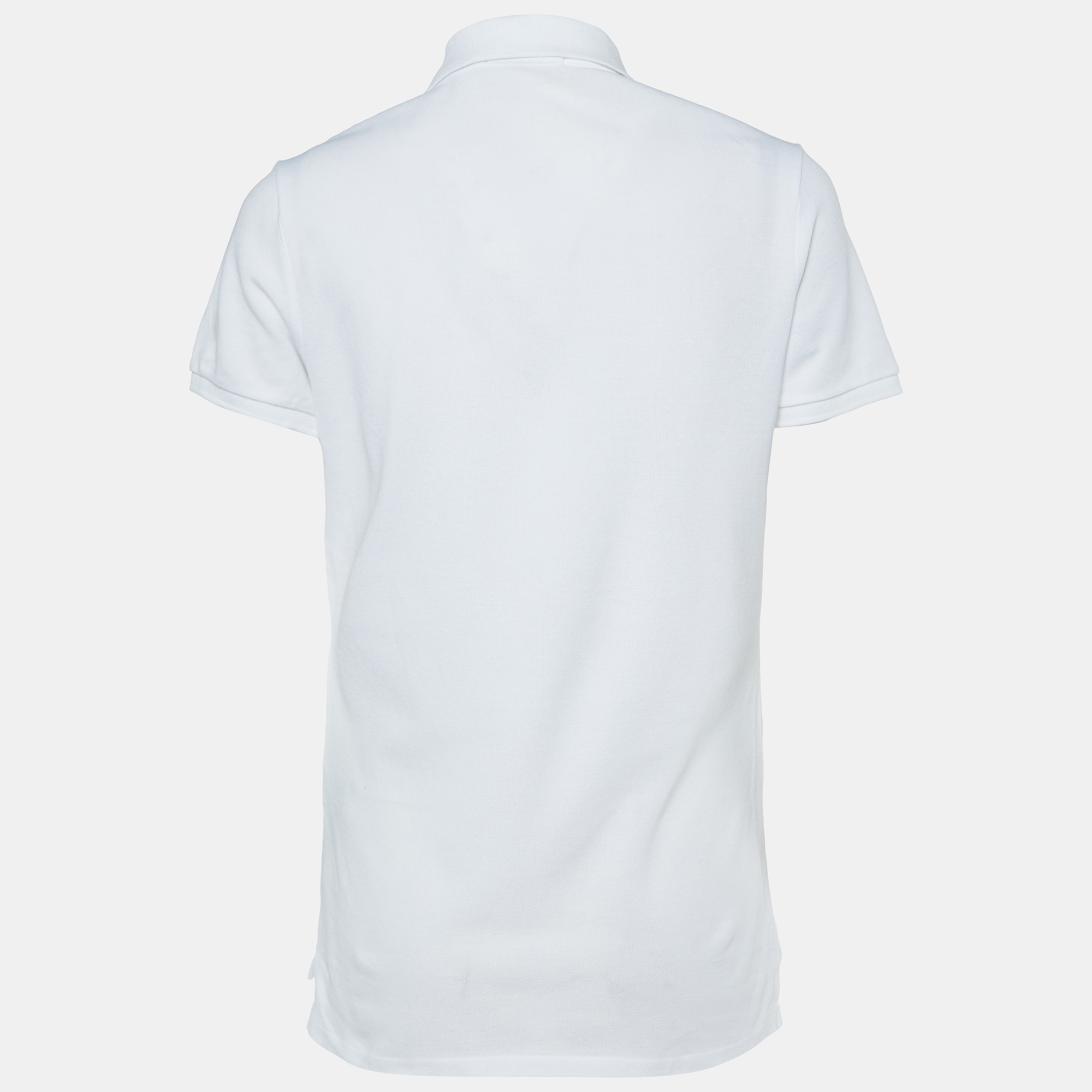 Ralph Lauren White Cotton Pique Logo Embellished Polo T-Shirt L