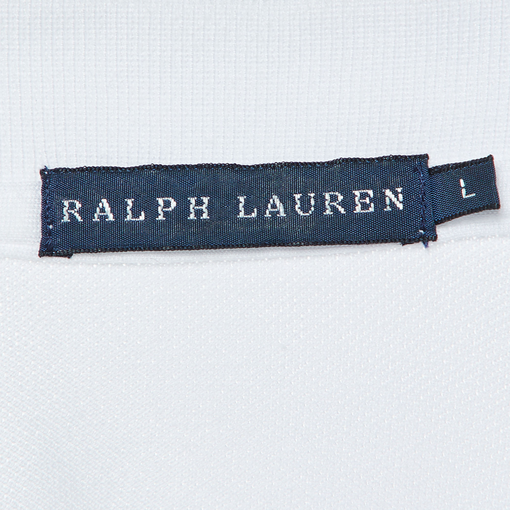 Ralph Lauren White Cotton Pique Logo Embellished Polo T-Shirt L