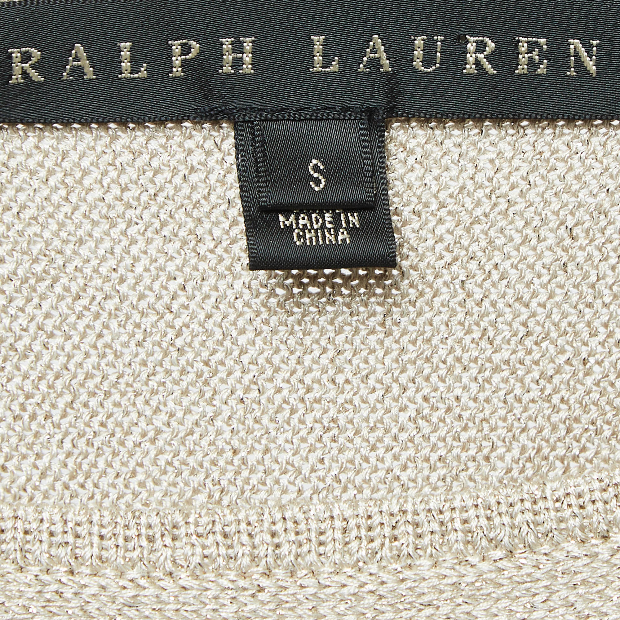 Ralph Lauren Beige Lurex Rib Knit Sweater S