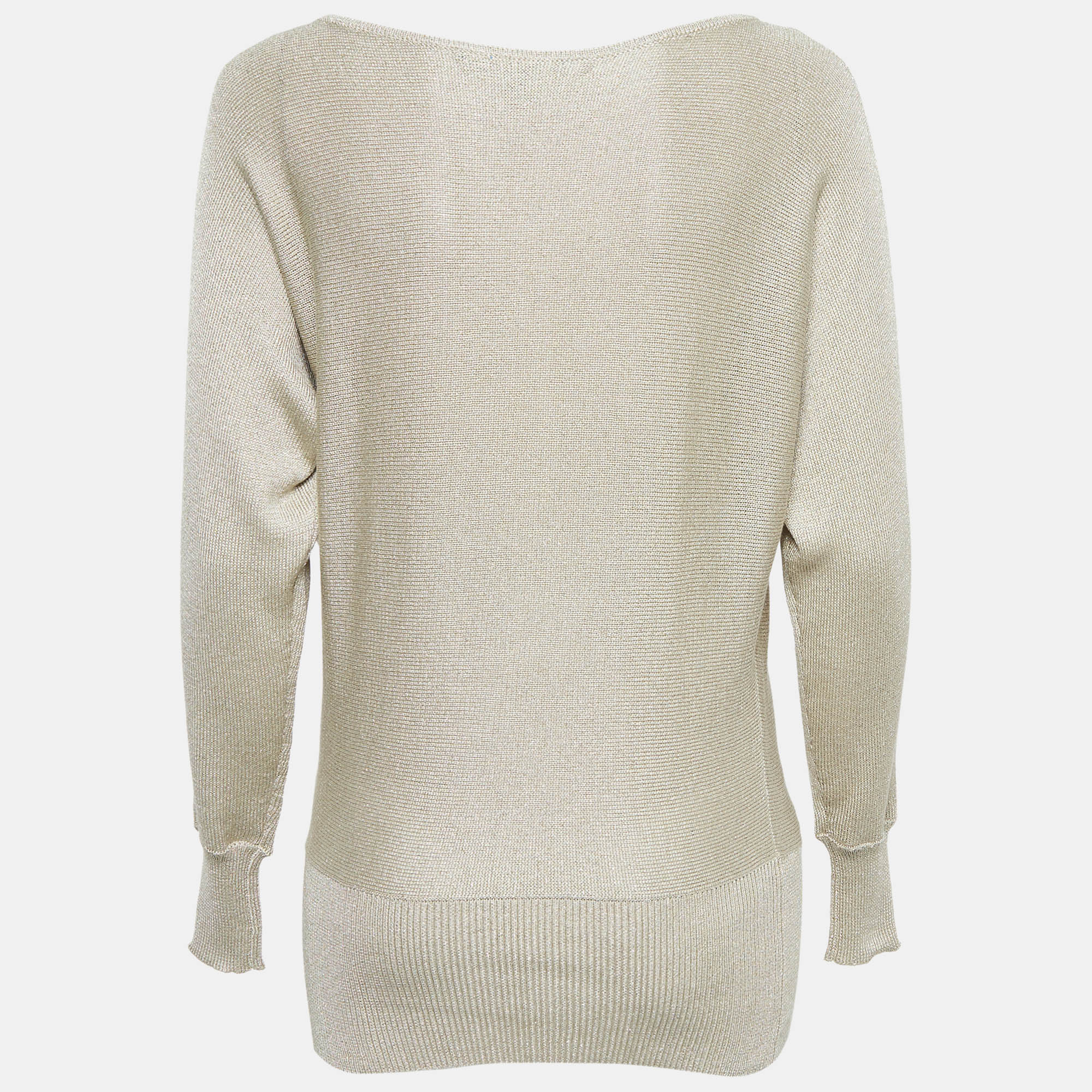 Ralph Lauren Beige Lurex Rib Knit Sweater S