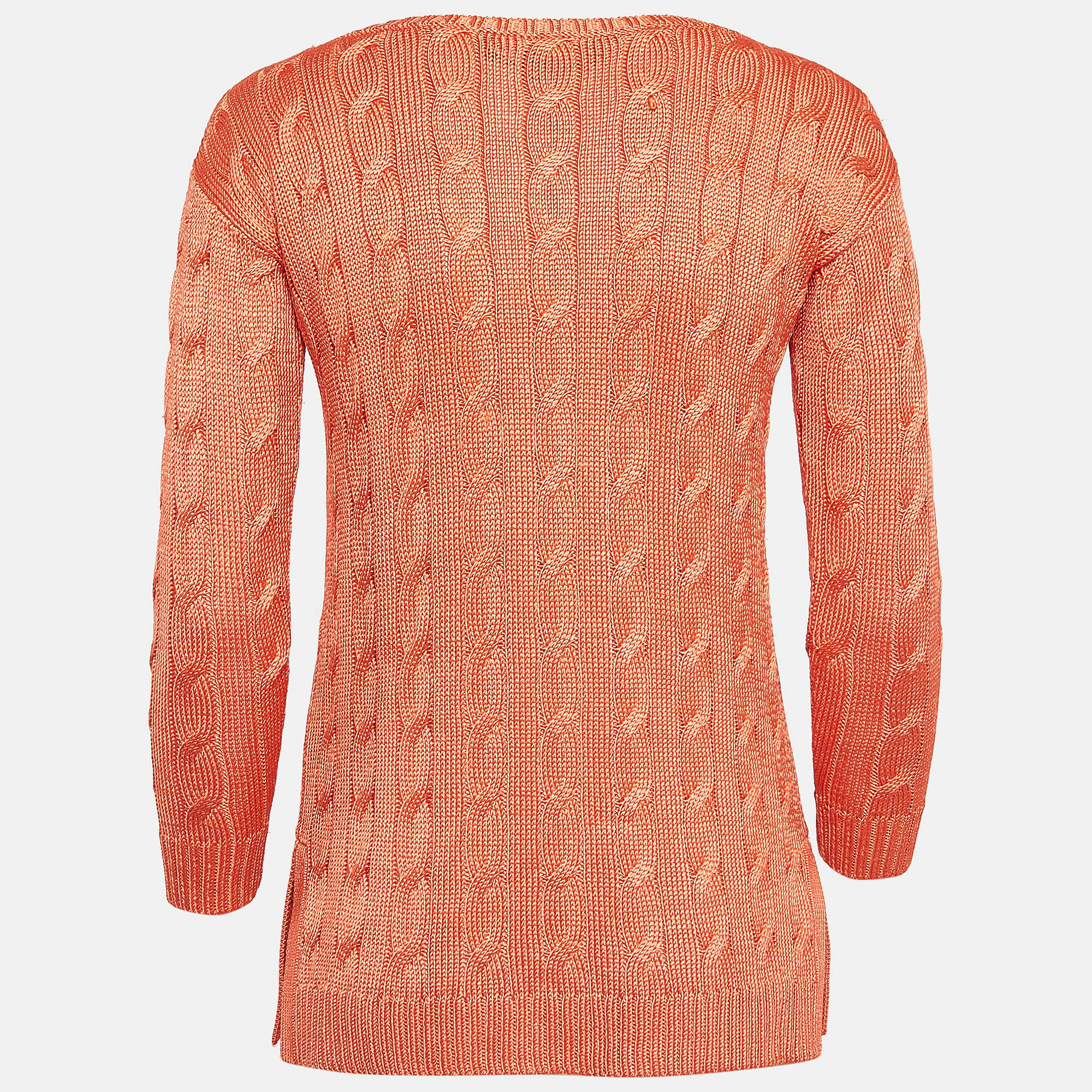 Ralph Lauren Orange Cable Knit Sweater XS