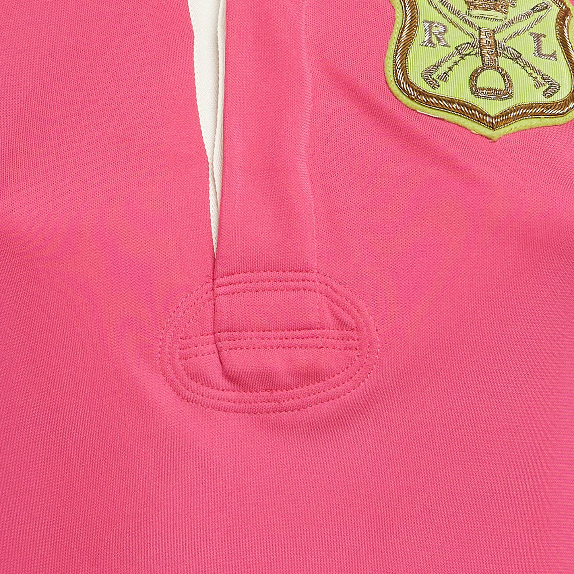 Ralph Lauren Pink Applique Jersey Polo T-shirt Dress XS