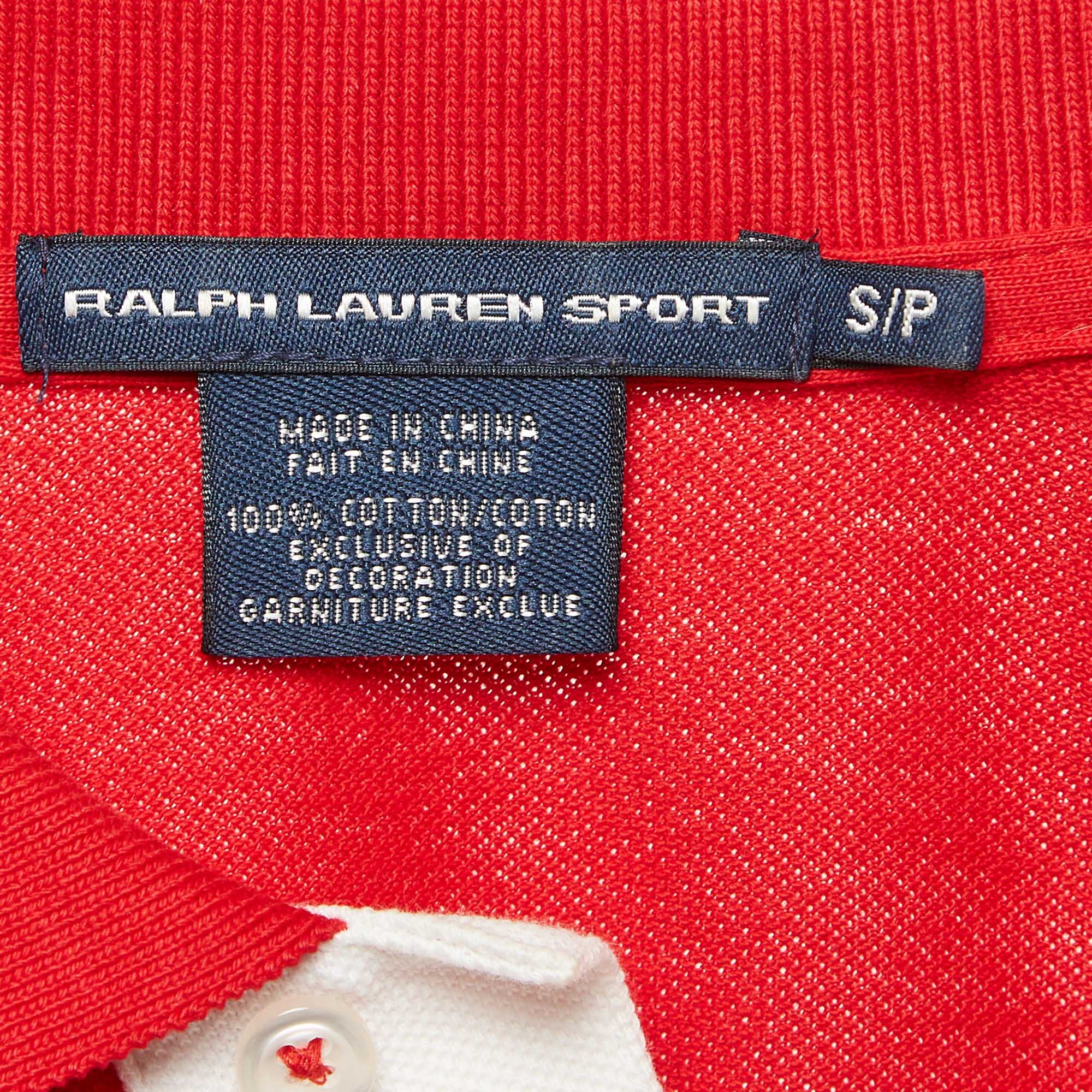 Ralph Lauren Sports Red Pique Cotton T-Shirt Mini Dress S