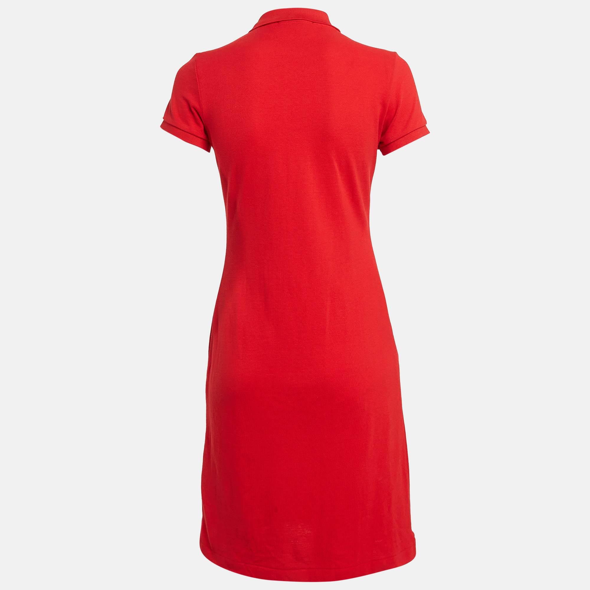 Ralph Lauren Sports Red Pique Cotton T-Shirt Mini Dress S