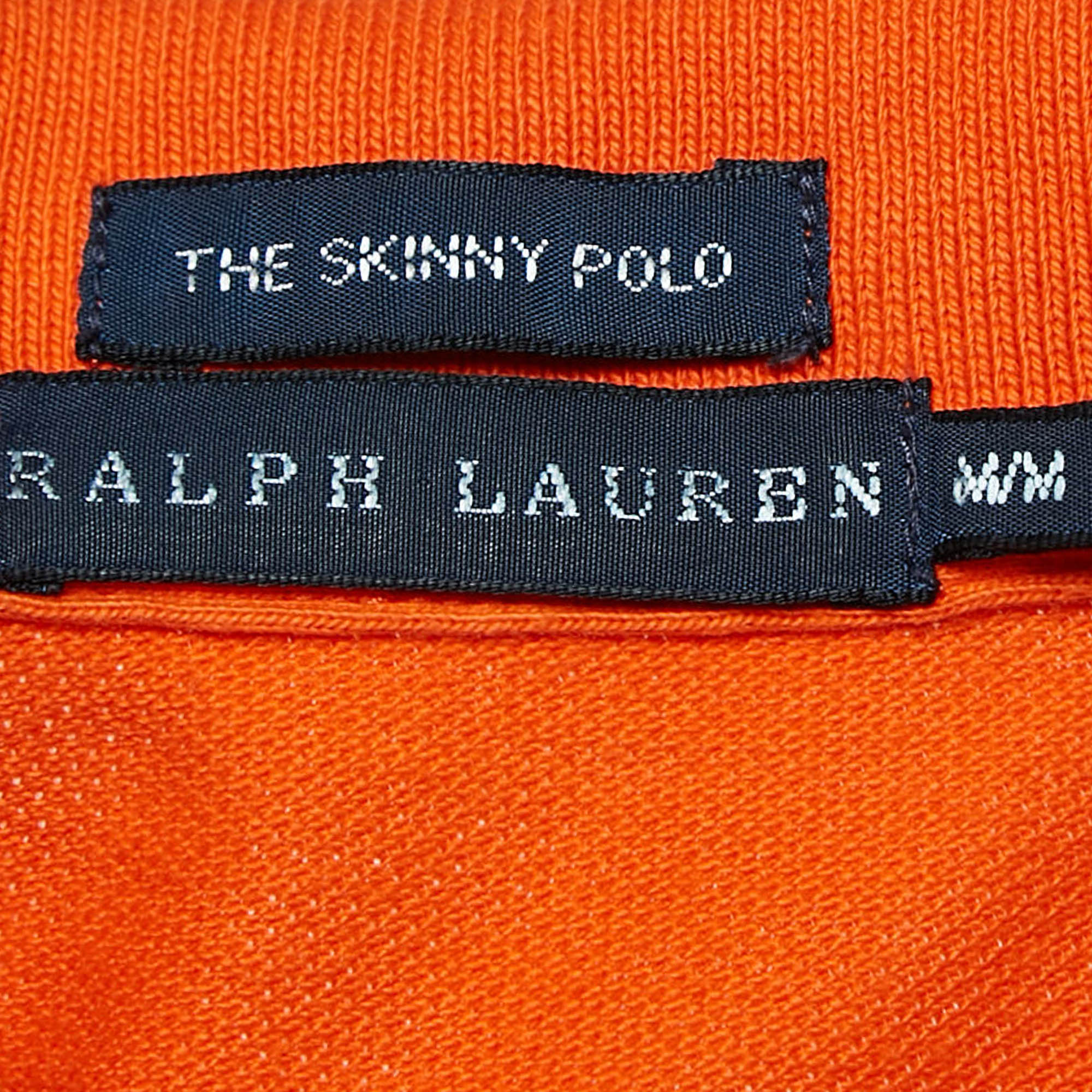 Ralph Lauren Orange Logo Embroidered Cotton Polo T-Shirt M