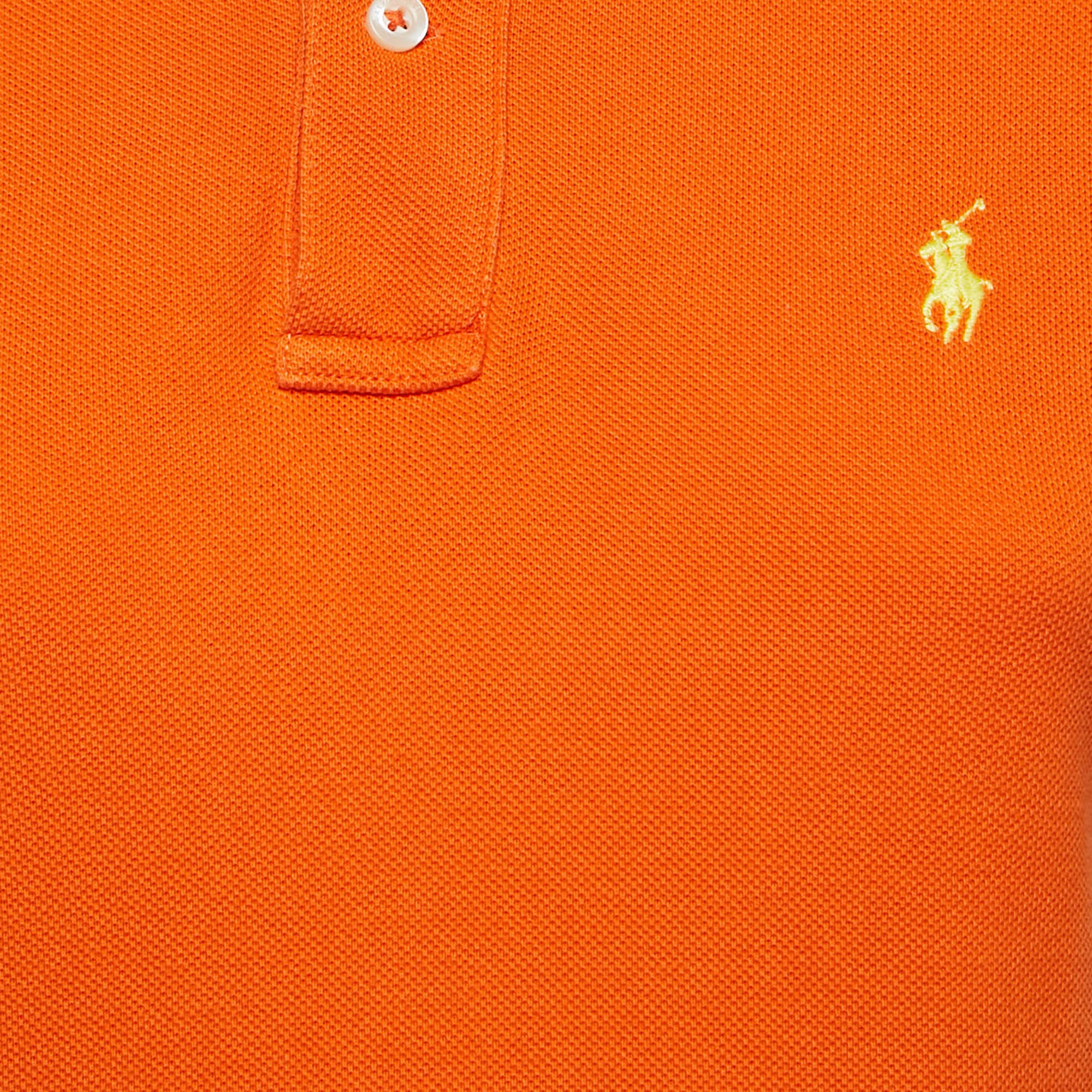 Ralph Lauren Orange Logo Embroidered Cotton Polo T-Shirt M