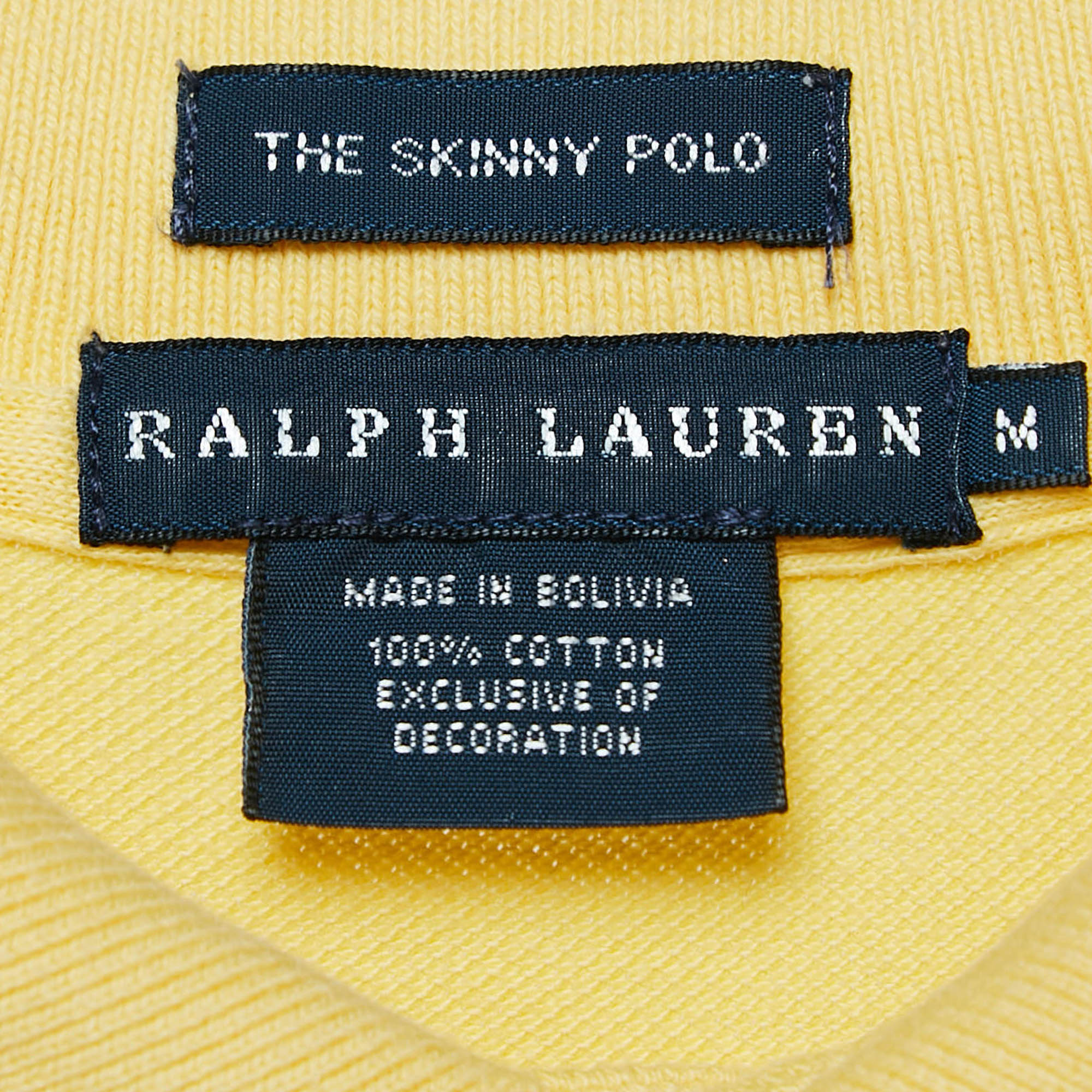 Ralph Lauren Yellow Logo Embroidered Cotton Skinny Polo T-Shirt M