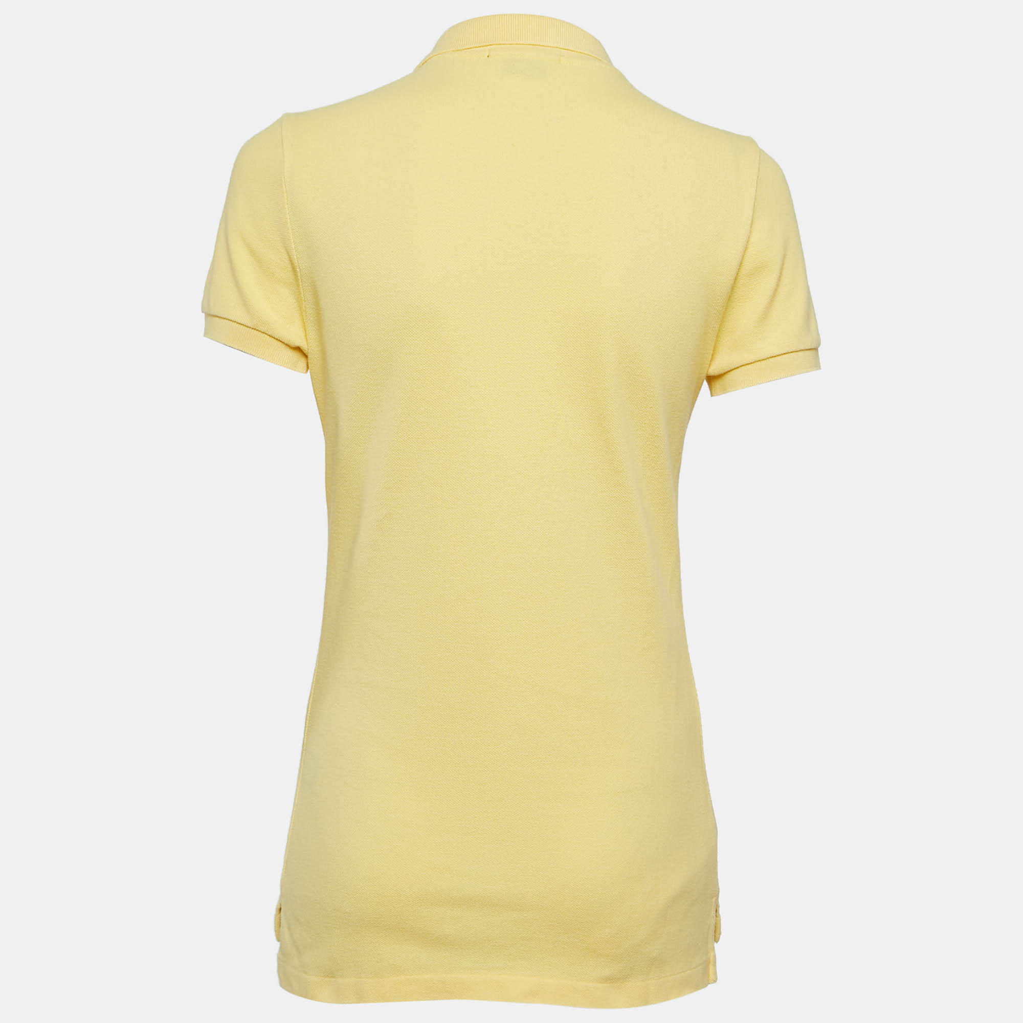 Ralph Lauren Yellow Logo Embroidered Cotton Skinny Polo T-Shirt M