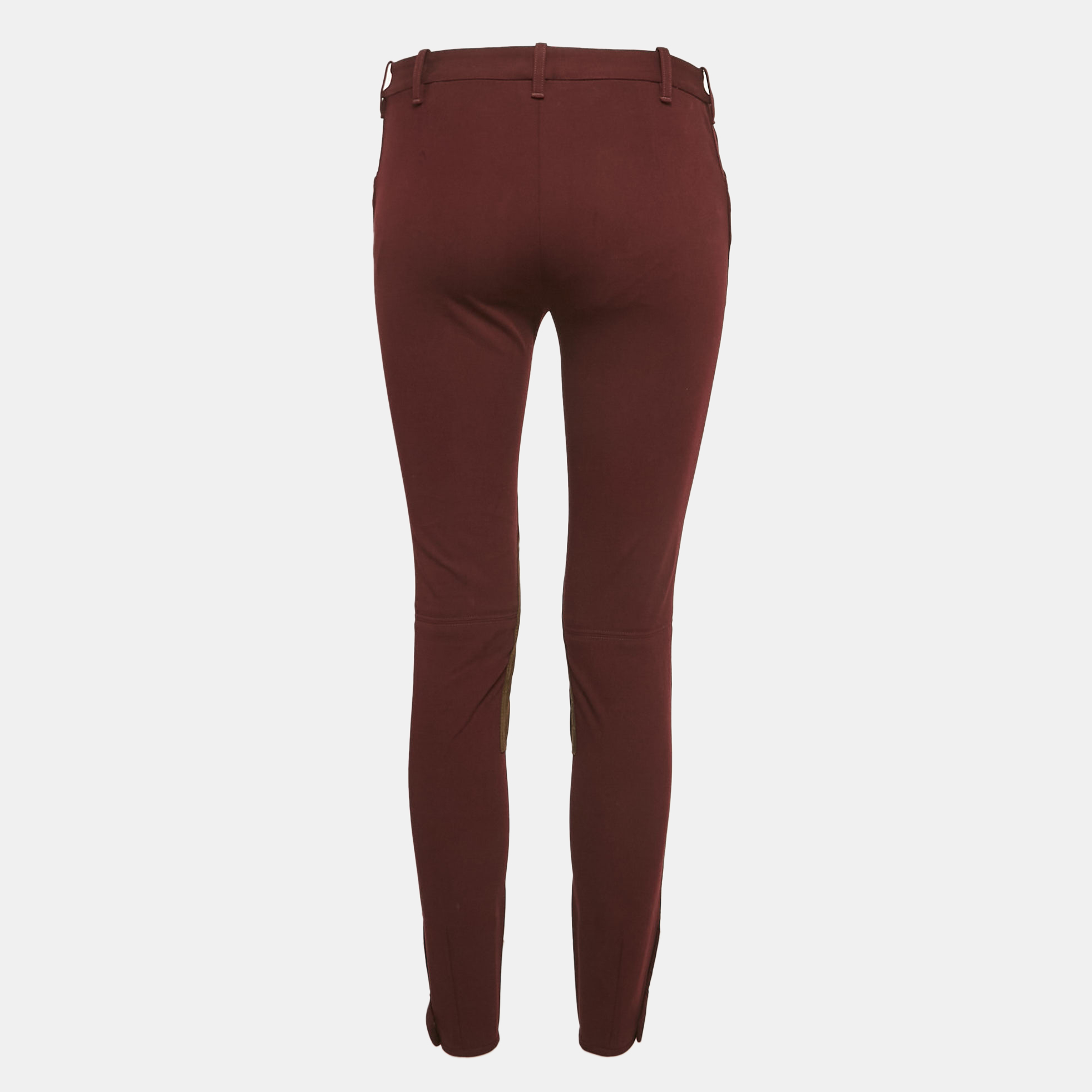 Ralph Lauren Burgundy Suede Trim Stretch Cotton Breeches Pants S