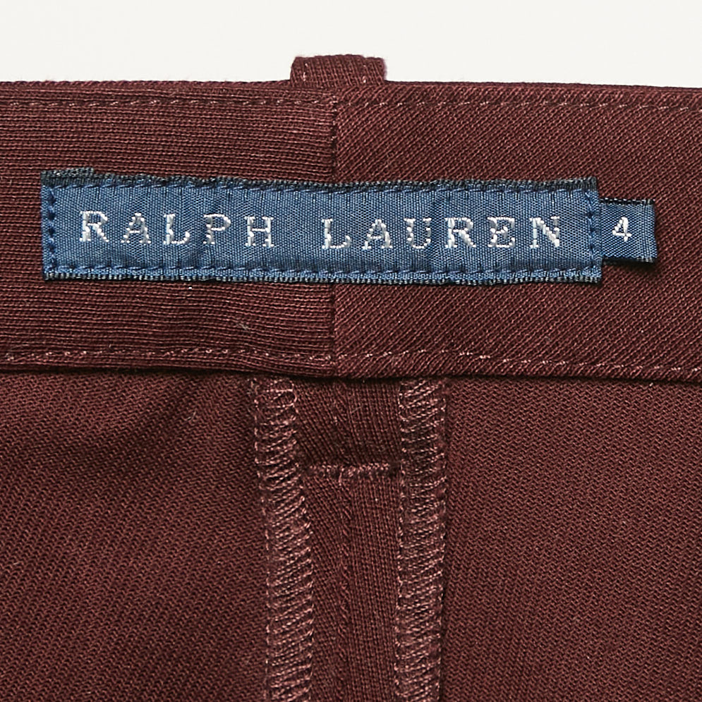 Ralph Lauren Burgundy Suede Trim Stretch Cotton Breeches Pants S