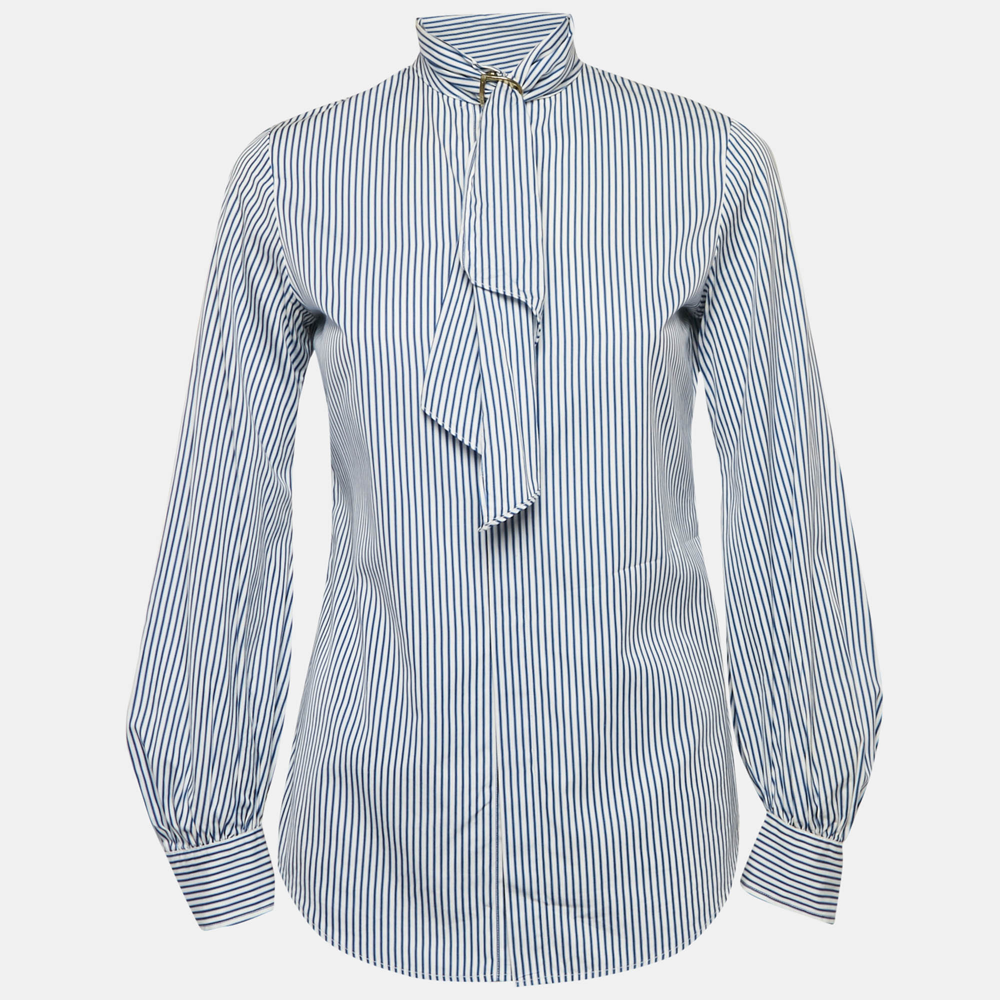 Ralph Lauren Blue Stripe Cotton Neck Detail Button Front Blouse S
Ralph Lauren Blue Stripe Cotton Neck Detail Button Front Blouse S