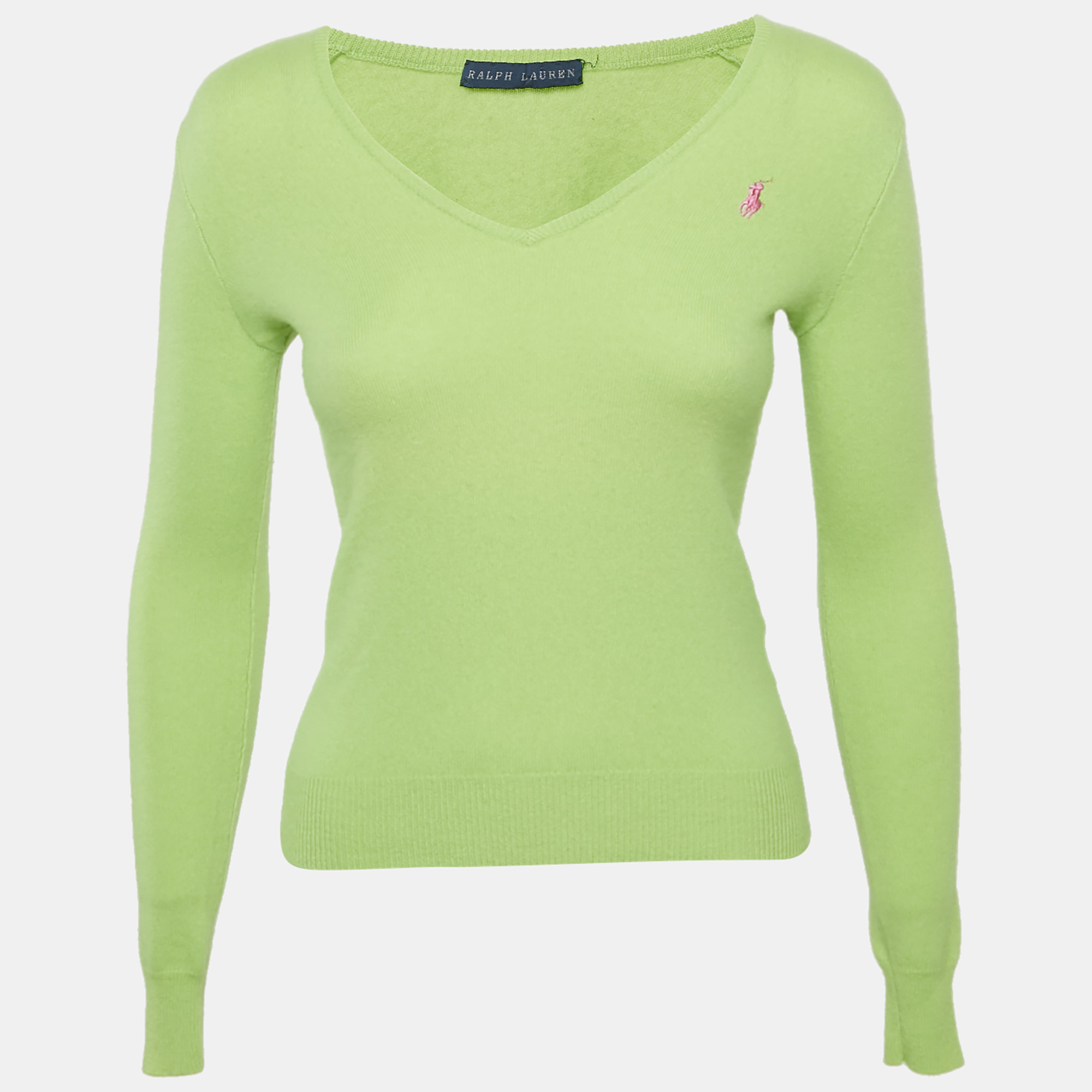 Ralph Lauren Light Green Cashmere V-Neck Long Sleeve Sweater S
Ralph Lauren Light Green Cashmere V-Neck Long Sleeve Sweater S