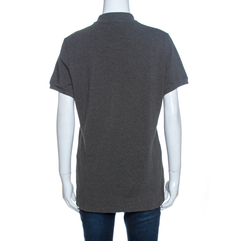 Ralph Lauren Grey Pique Cotton Skinny Polo T-Shirt XL