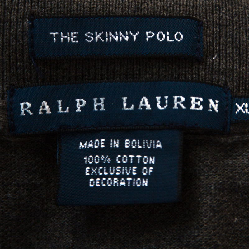 Ralph Lauren Grey Pique Cotton Skinny Polo T-Shirt XL