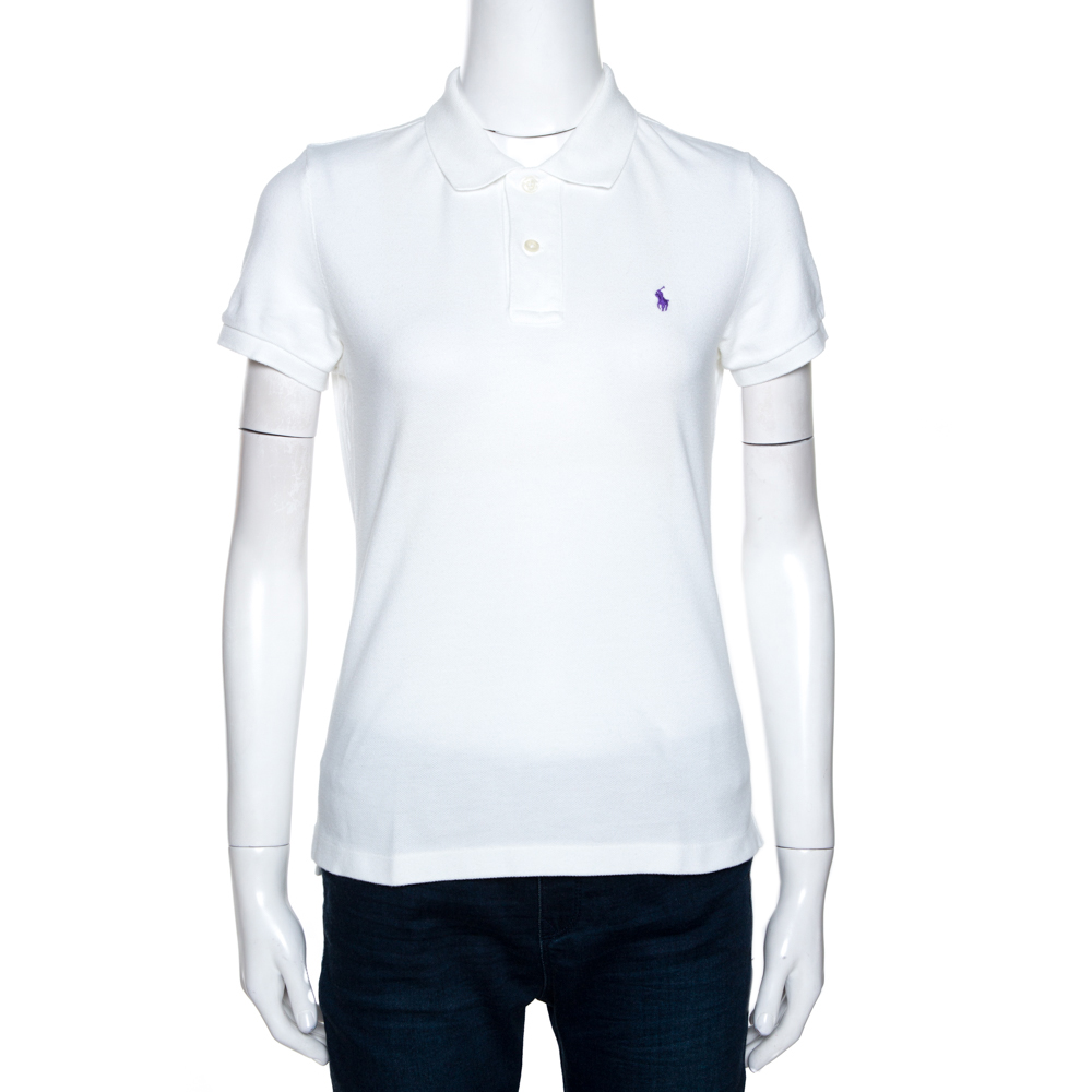 Image of Ralph Lauren White Cotton Pique Slim Fit Polo T-Shirt M