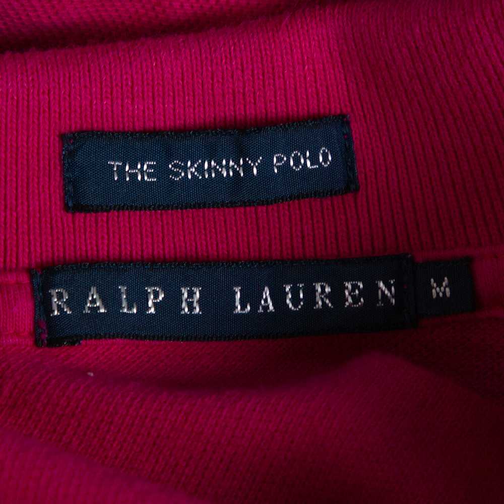 Ralph Lauren Pink Ombre Cotton Pique Skinny Polo T-Shirt M
