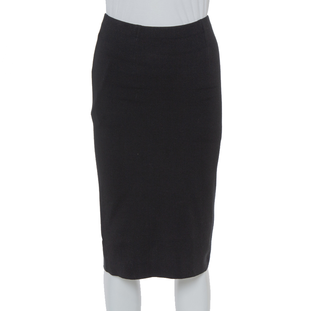 Image of Ralph Lauren Black Merino Wool Knit Tube Skirt S