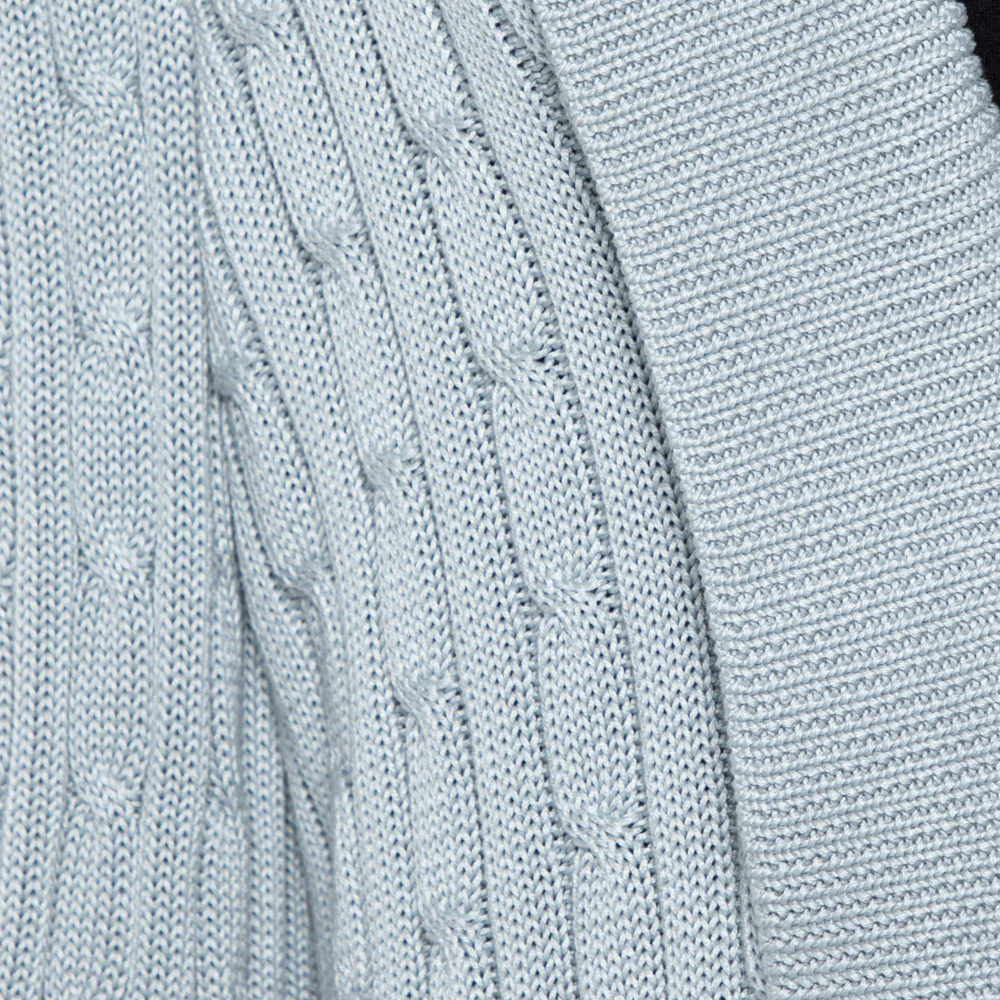 Ralph Lauren Pale Blue Cotton Cable Knit Shawl Lapel Cardigan L
