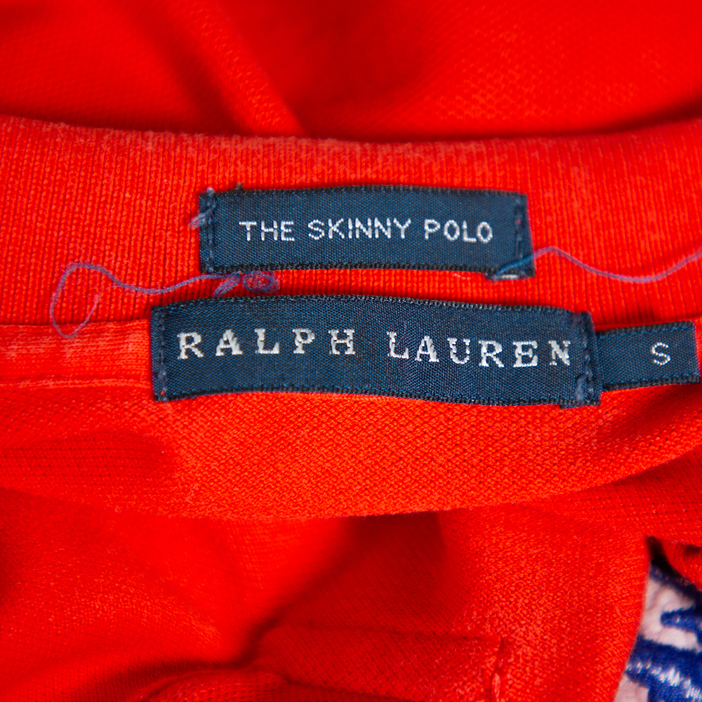 Ralph Lauren Orange Cotton Pique The Skinny Polo T-Shirt S