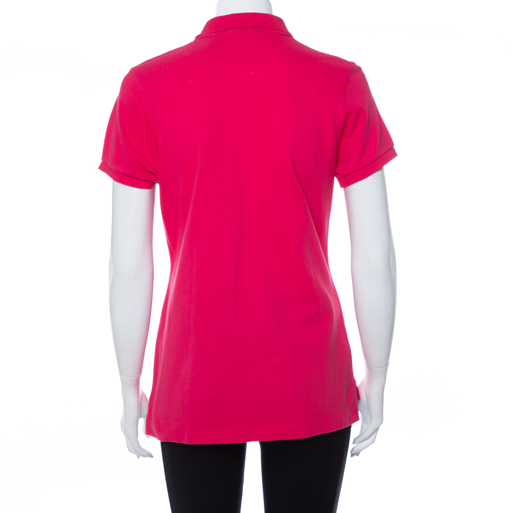 Ralph Lauren Pink Cotton Pique Skinny Polo T-Shirt L