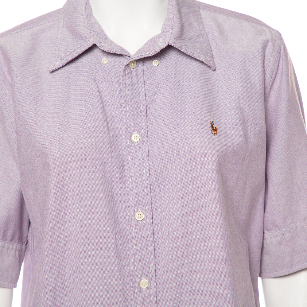 Ralph Lauren Purple Cotton Short Sleeve Button Front Shirt XL