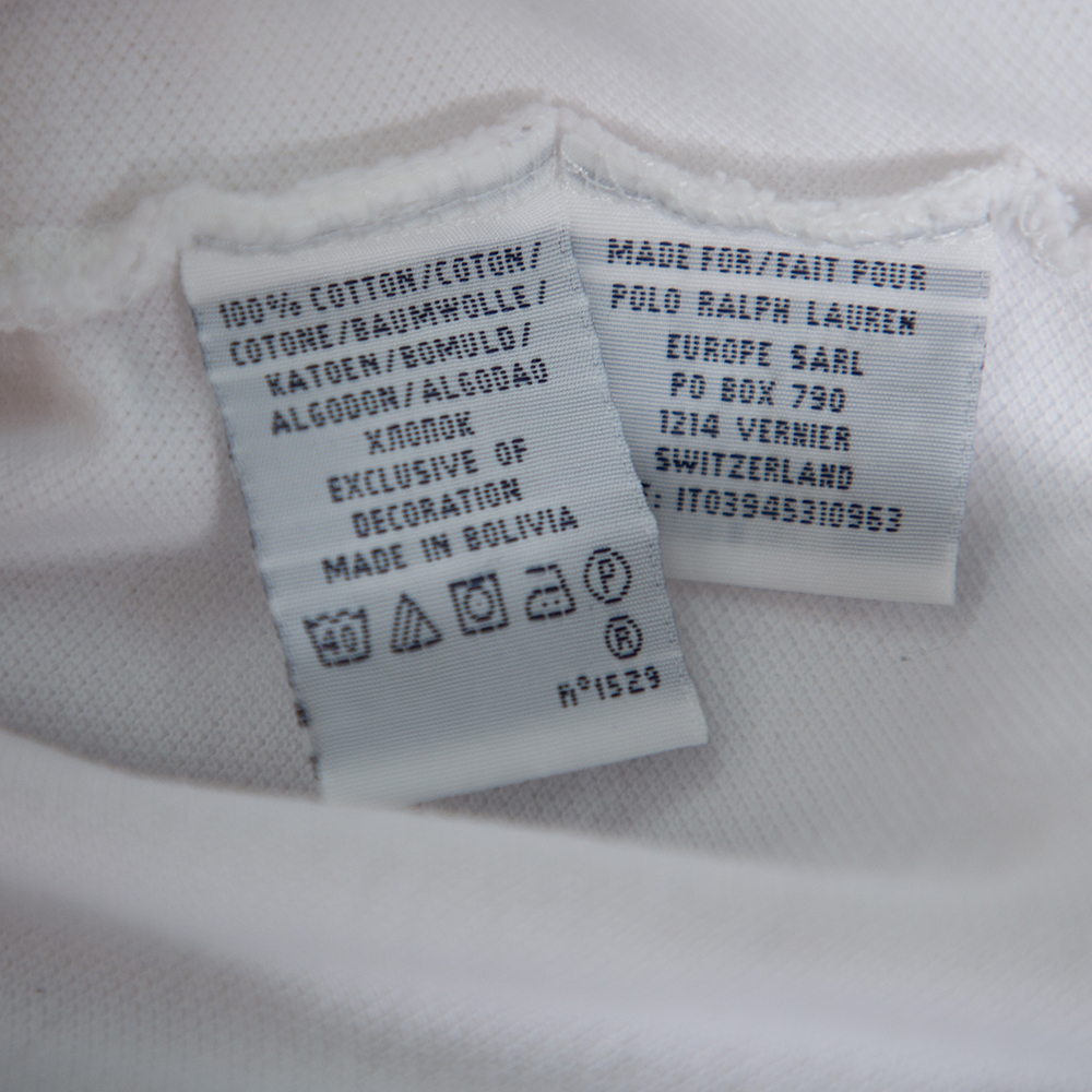 Ralph Lauren White Cotton Pique Skinny Polo T-Shirt S