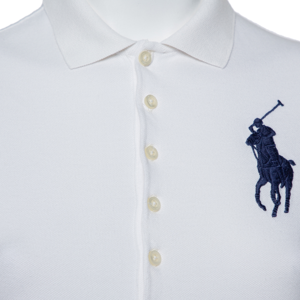 Ralph Lauren White Cotton Pique Skinny Polo T-Shirt S