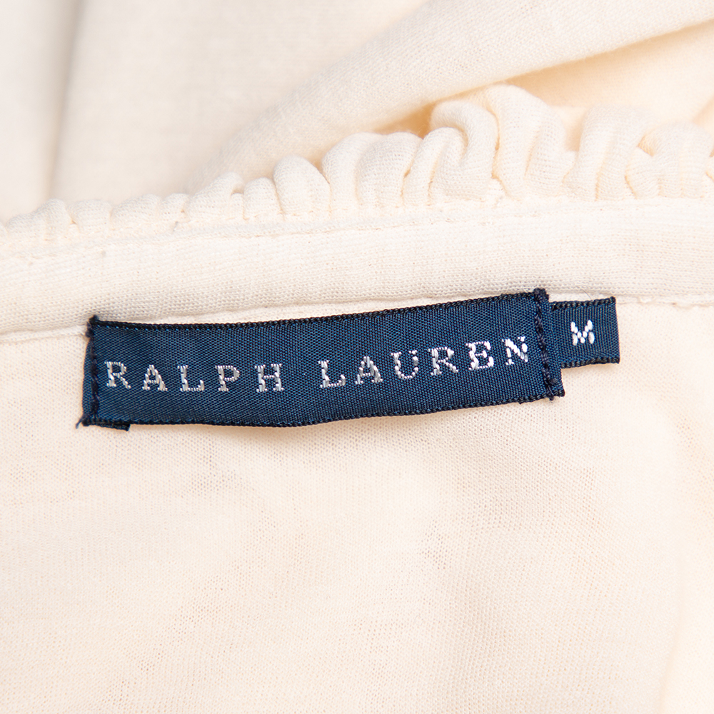 Ralph Lauren Cream Cotton Long Sleeve Ruffled Tunic M
