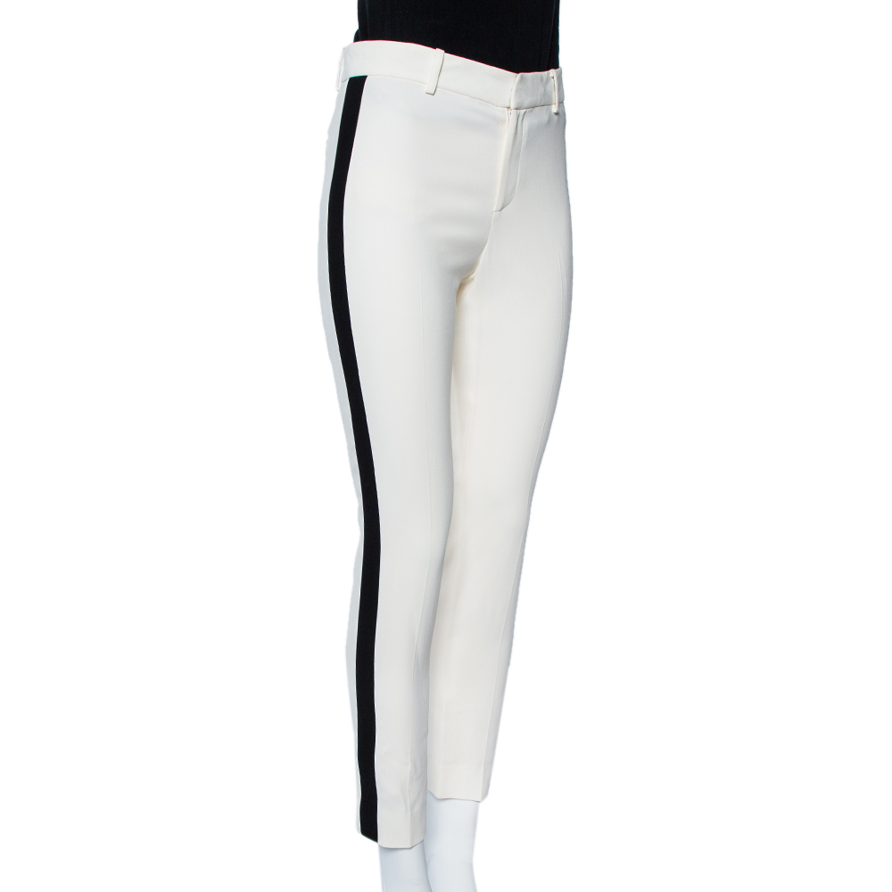 

Ralph Lauren Off-White Crepe Contrast Strip Detail Pants
