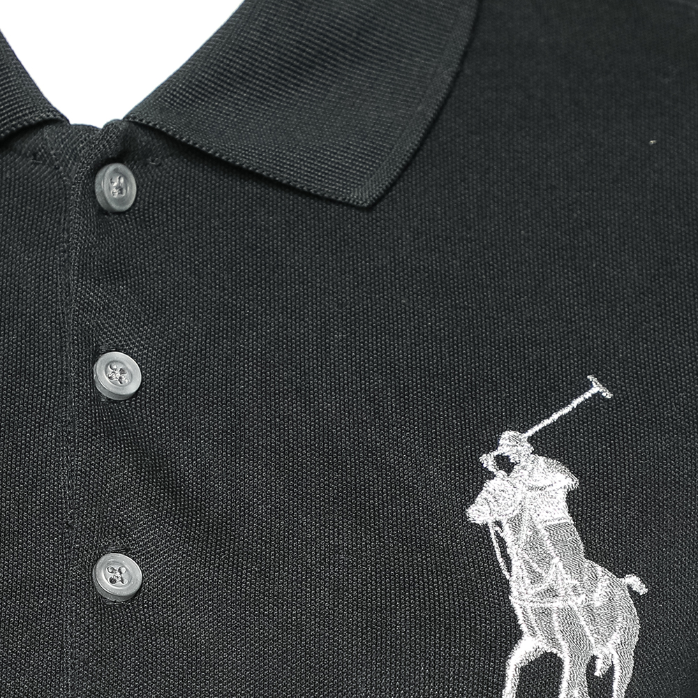 Ralph Lauren Black Cotton Pique Logo Embroidered Polo T-Shirt L