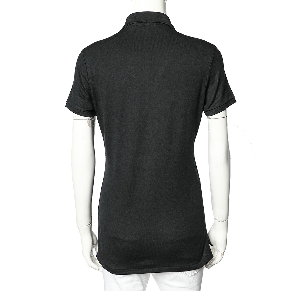 Ralph Lauren Black Cotton Pique Logo Embroidered Polo T-Shirt L