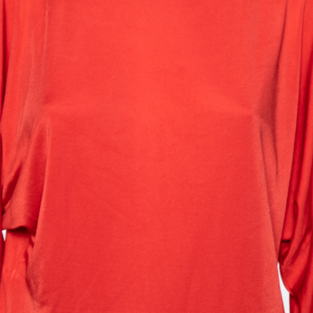 Ralph Lauren Coral Orange Silk Scoop Neck Detail Shift Dress M