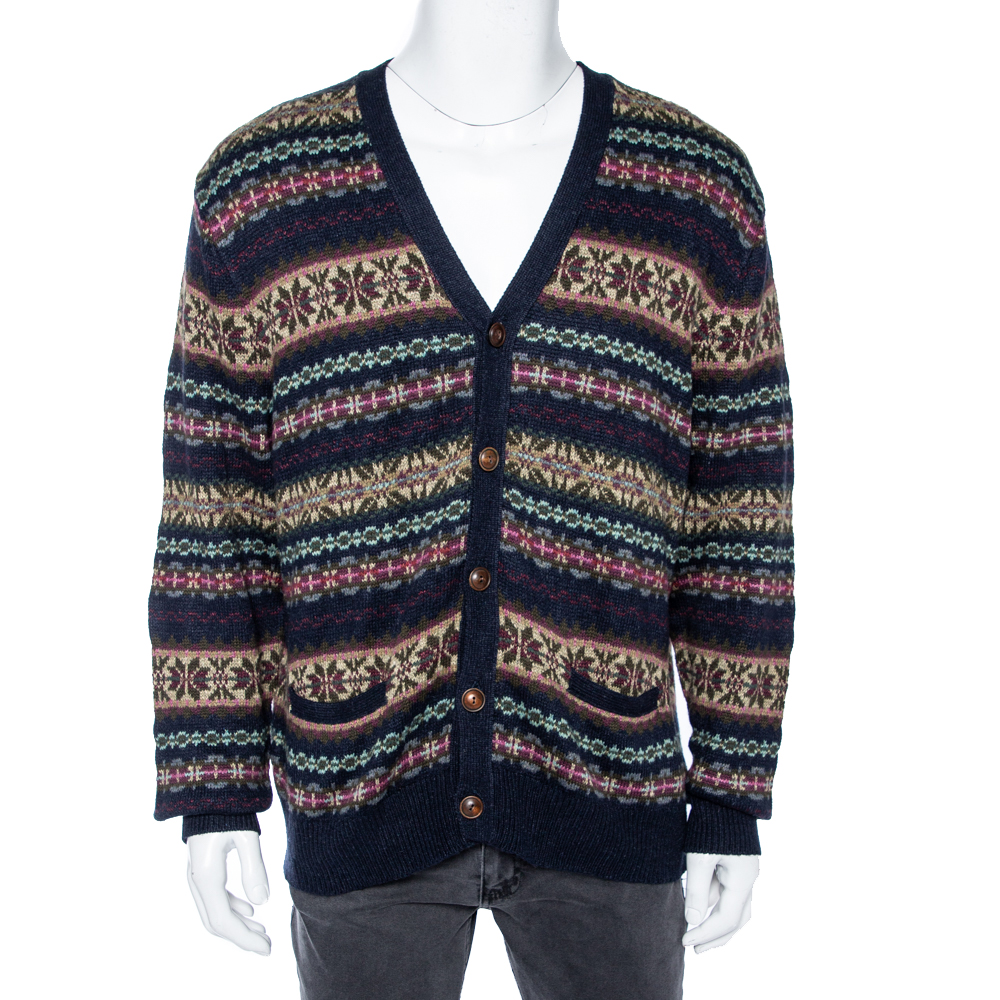 Polo By Ralph Lauren Multicolored Knitted Button Front Cardigan XL