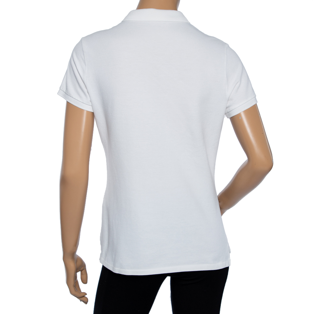 Ralph Lauren White Cotton Pique Polo T-Shirt L
