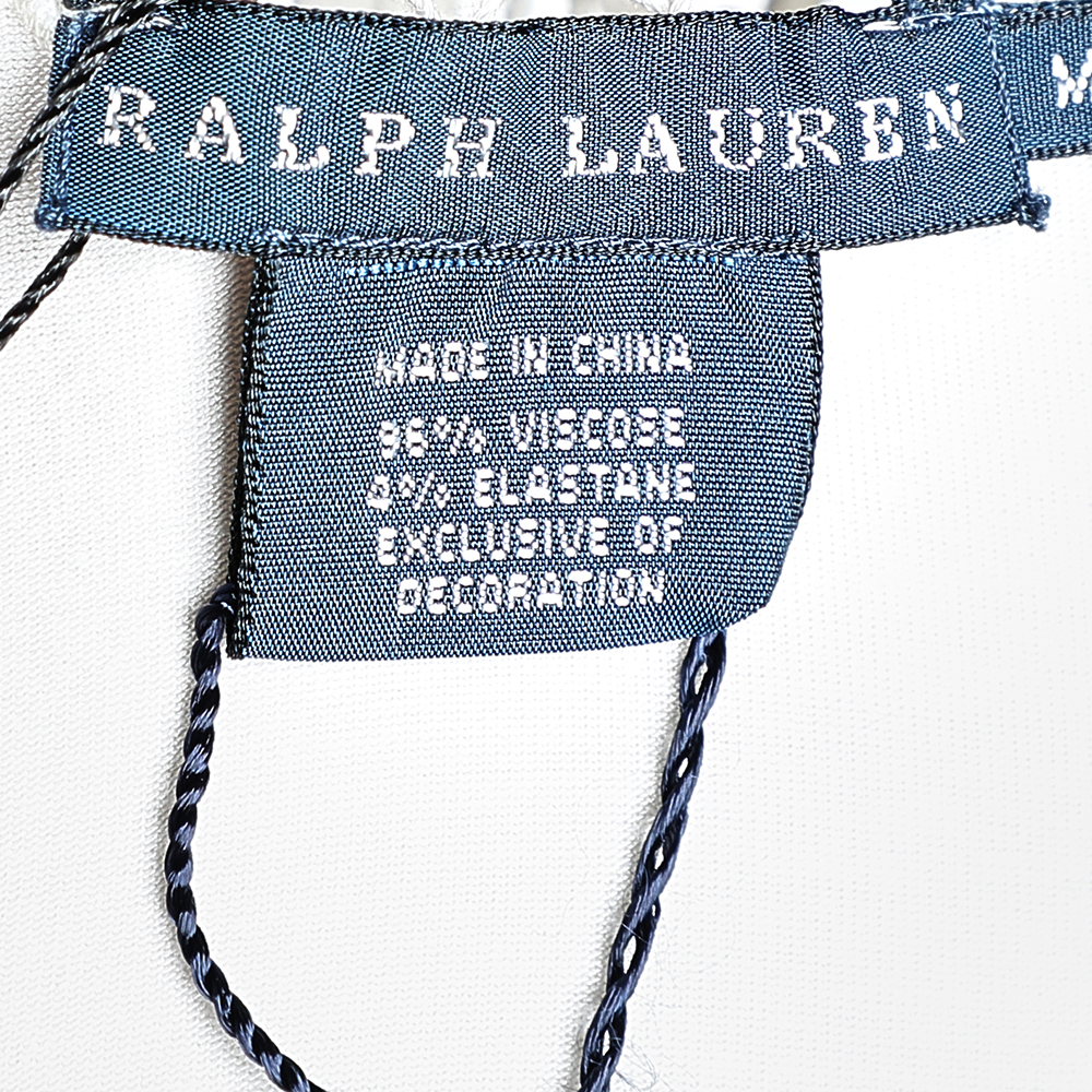 Ralph Lauren Cream Stretch Jersey Crochet Trim Long Sleeve Shrug M