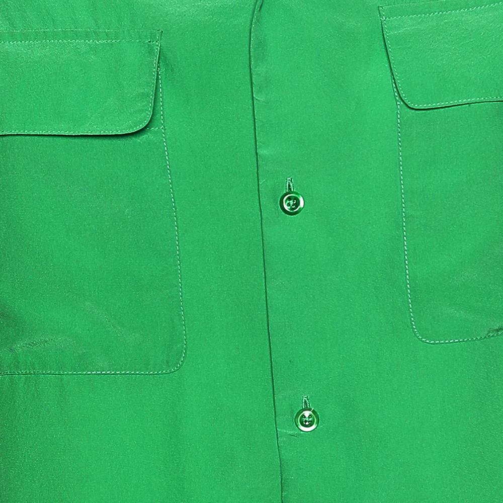 Ralph Lauren Green Silk Pocketed Button Front Shirt M