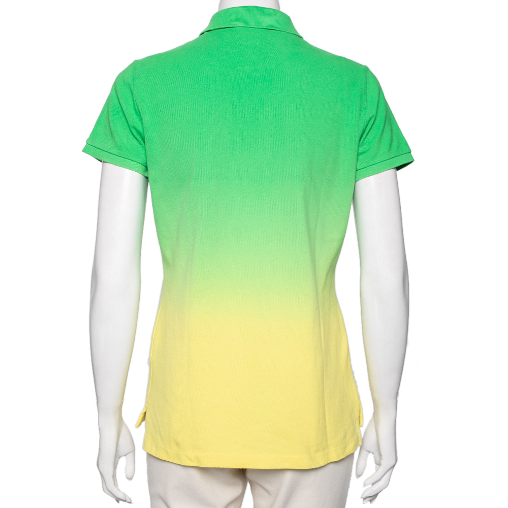 Ralph Lauren Green Ombre Cotton Pique Skinny Fit Polo T-Shirt L