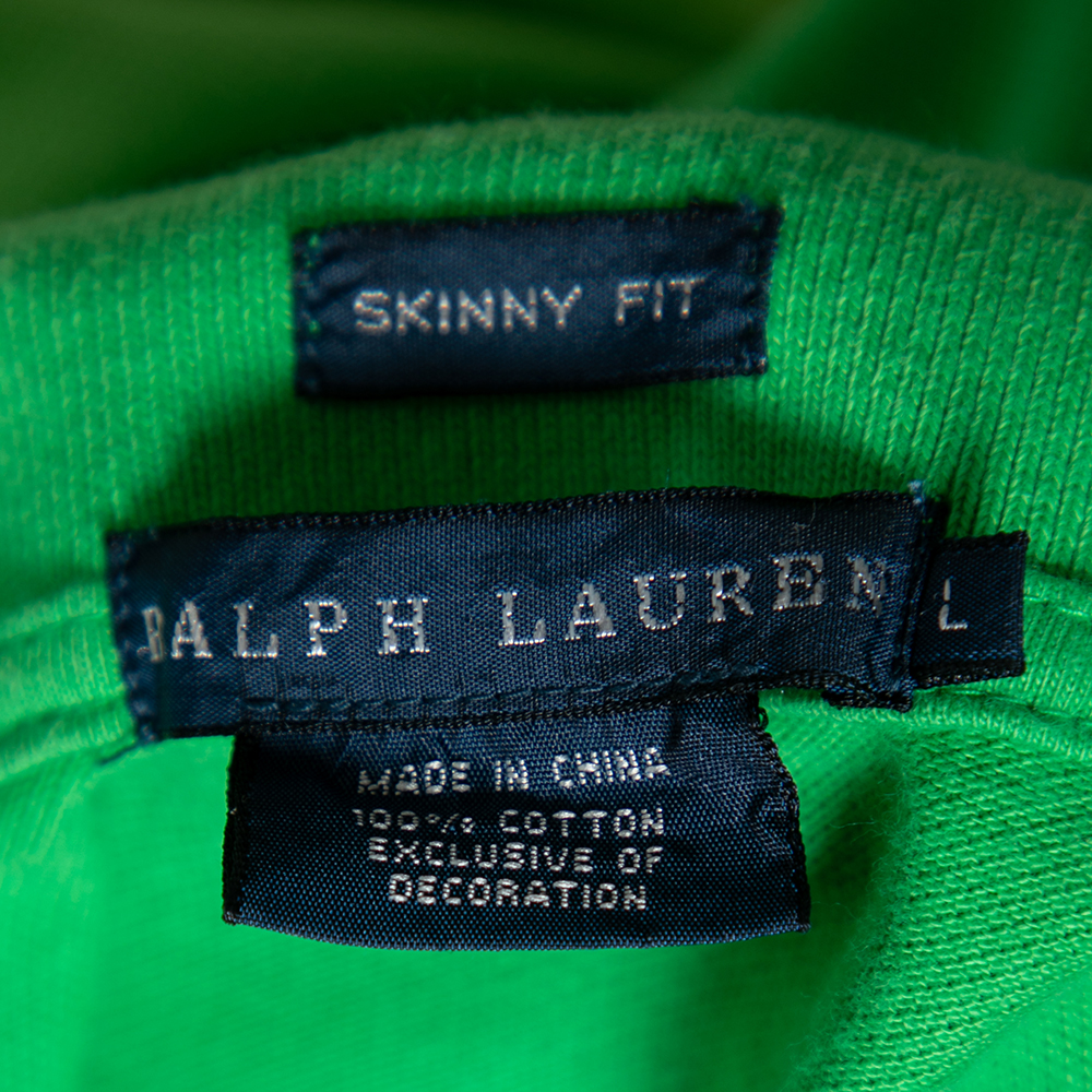 Ralph Lauren Green Ombre Cotton Pique Skinny Fit Polo T-Shirt L